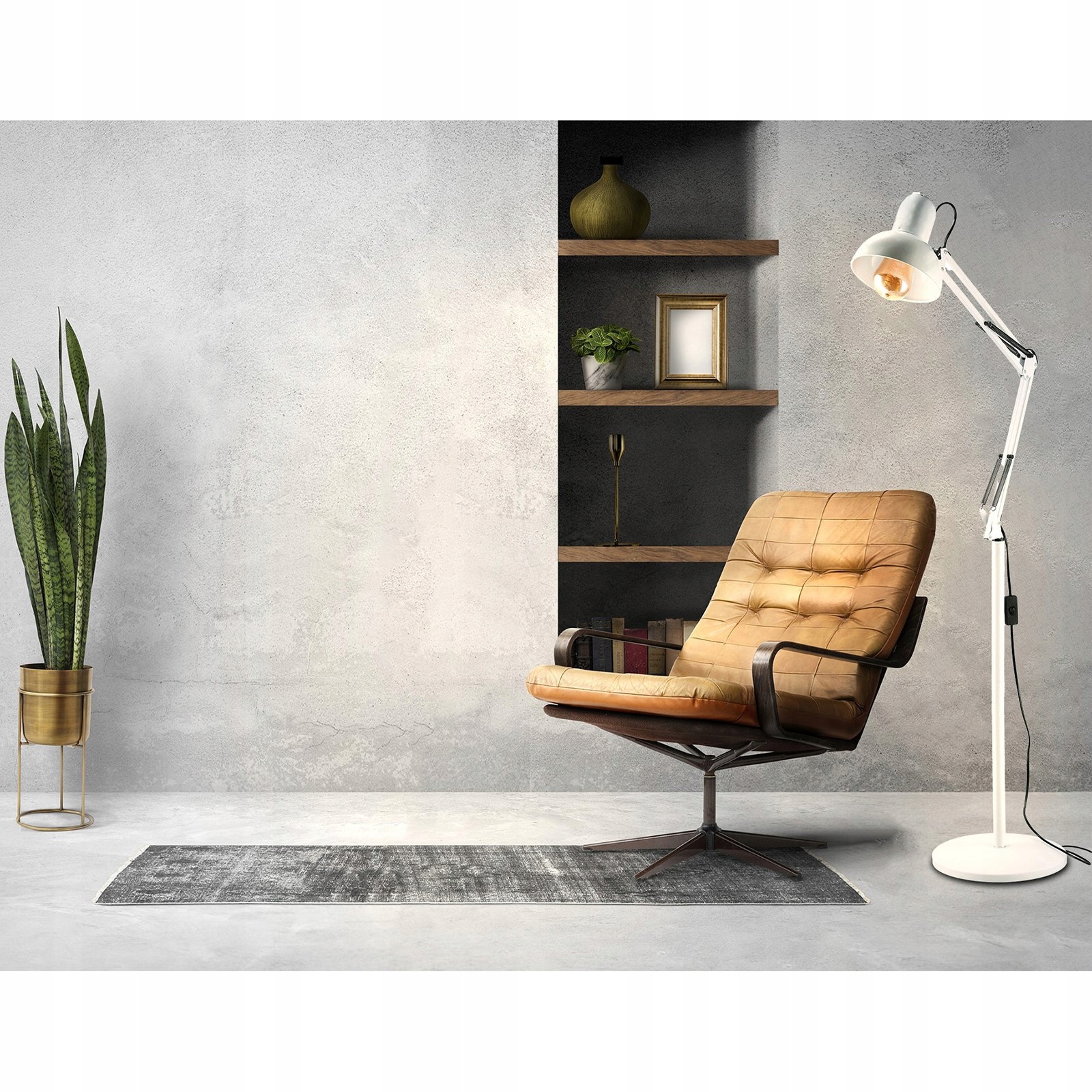 Lampa Stojąca Podłogowa LED E27 185cm do Salonu Stabilna Regulacja Biała Stan opakowania oryginalne