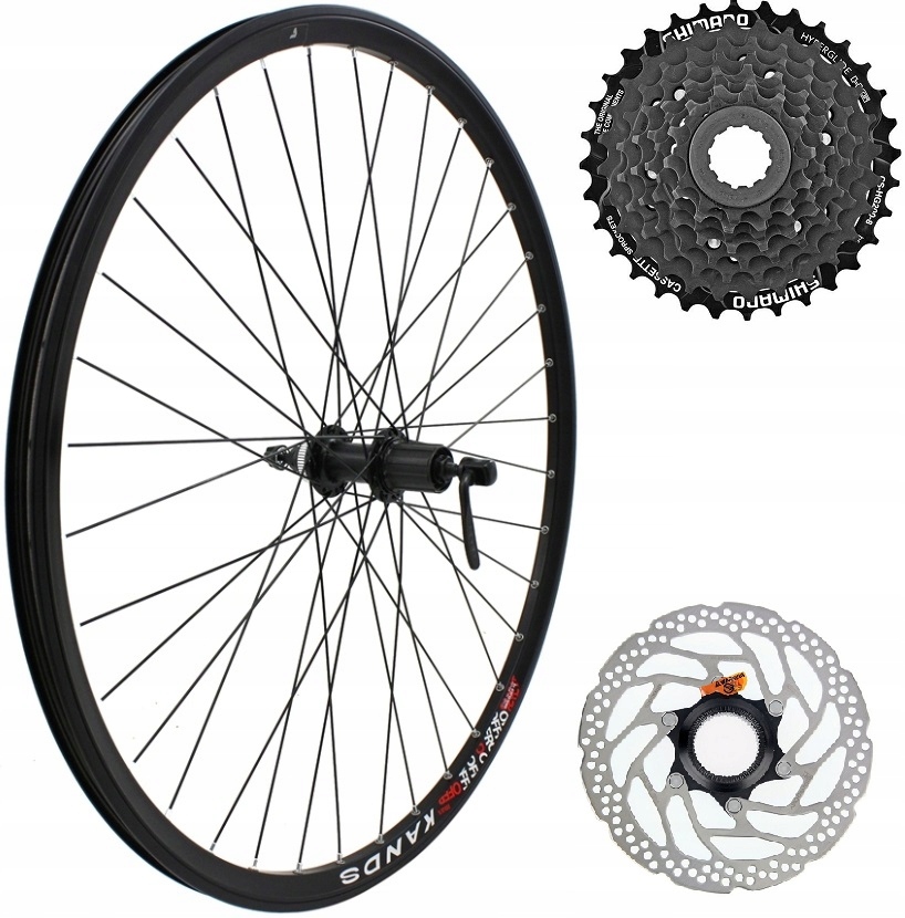 Koło Rowerowe 26 Cali Tylne Kaseta 8 Rzędowa Shimano Tarcza Centerlock