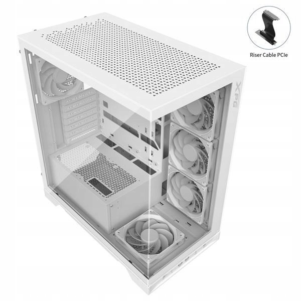 Adata Xpg case Invader X Mid-Tower, bez zdroje, 5x 120mm Fan, Bílá…