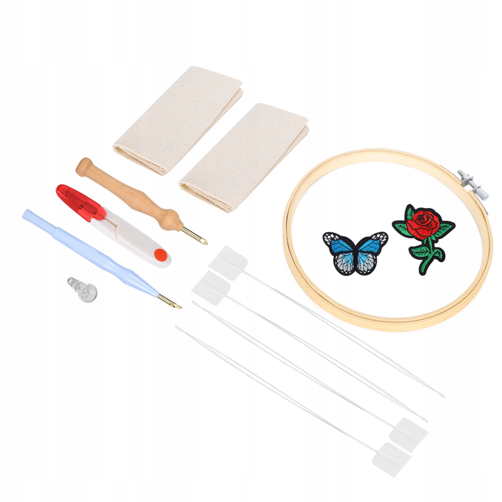 Punch Needle Haft Kit Hoops Diy Gruba wełna