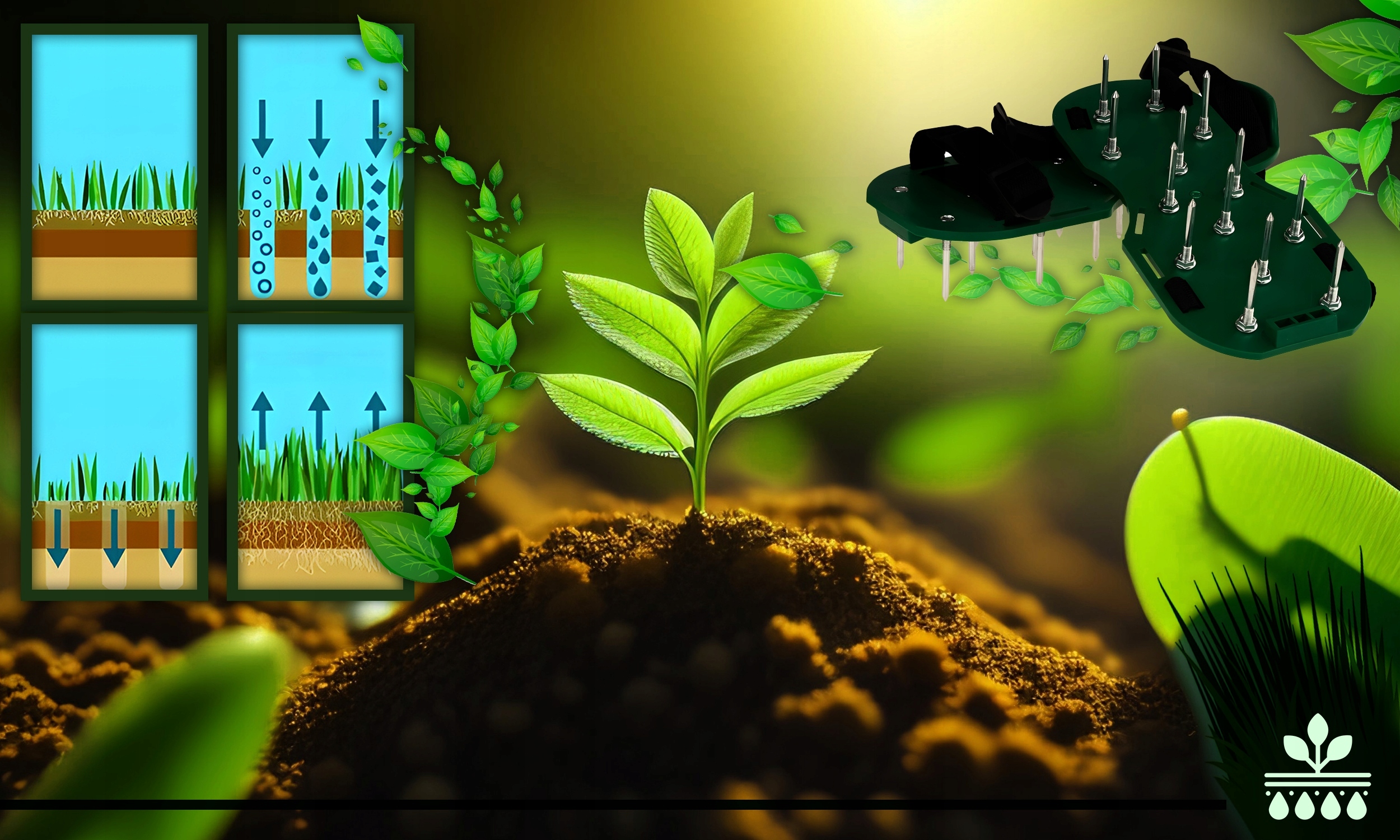 AERATOR OGRODOWY SANDAŁY NAKŁADKI NA BUTY Z KOLCAMI DO TRAWNIKÓW NAKŁUWACZ Szerokość robocza 13 cm