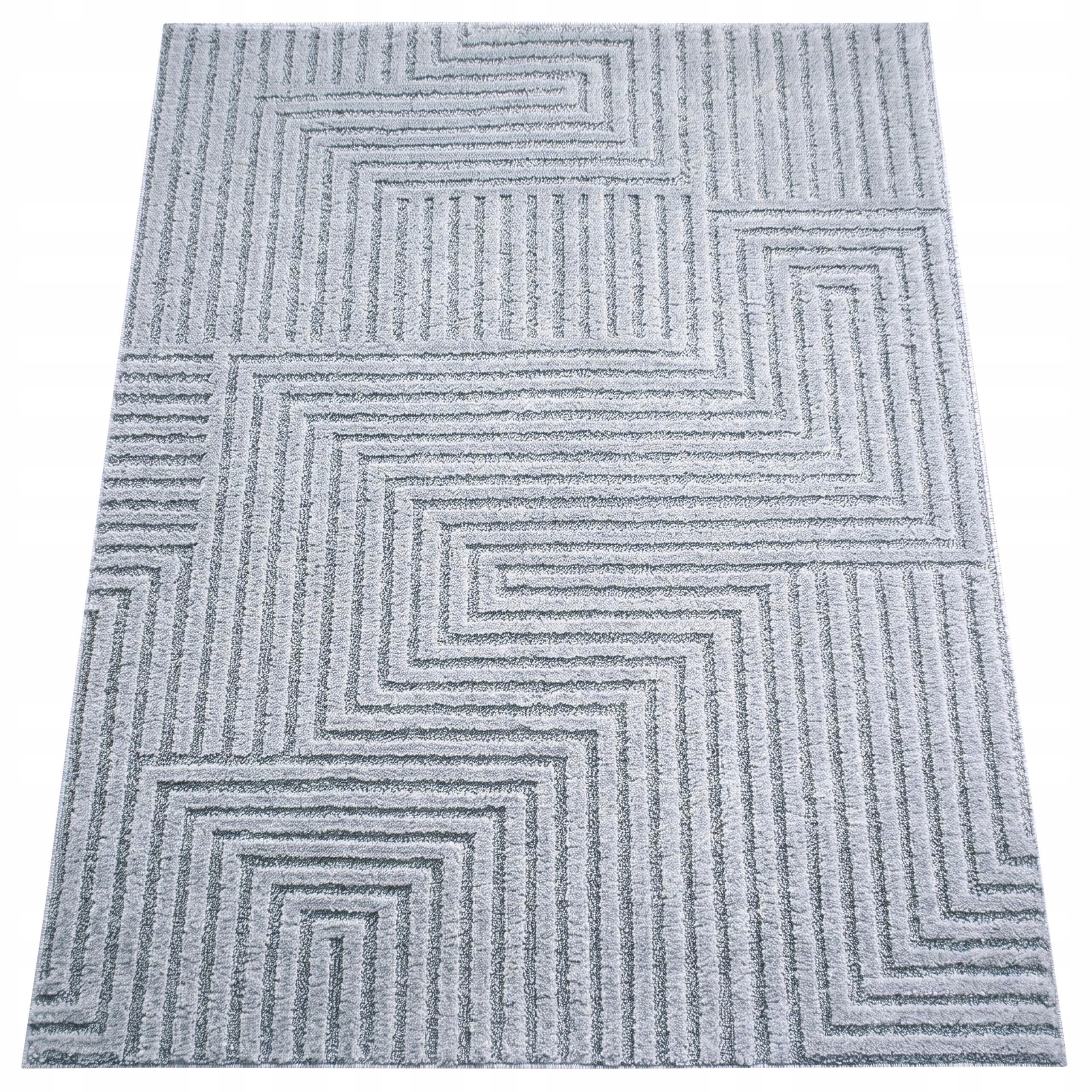 Koberec Do Obývačky Geometrický 3D 120X170 Sivý Oeko-tex Moderný Módny