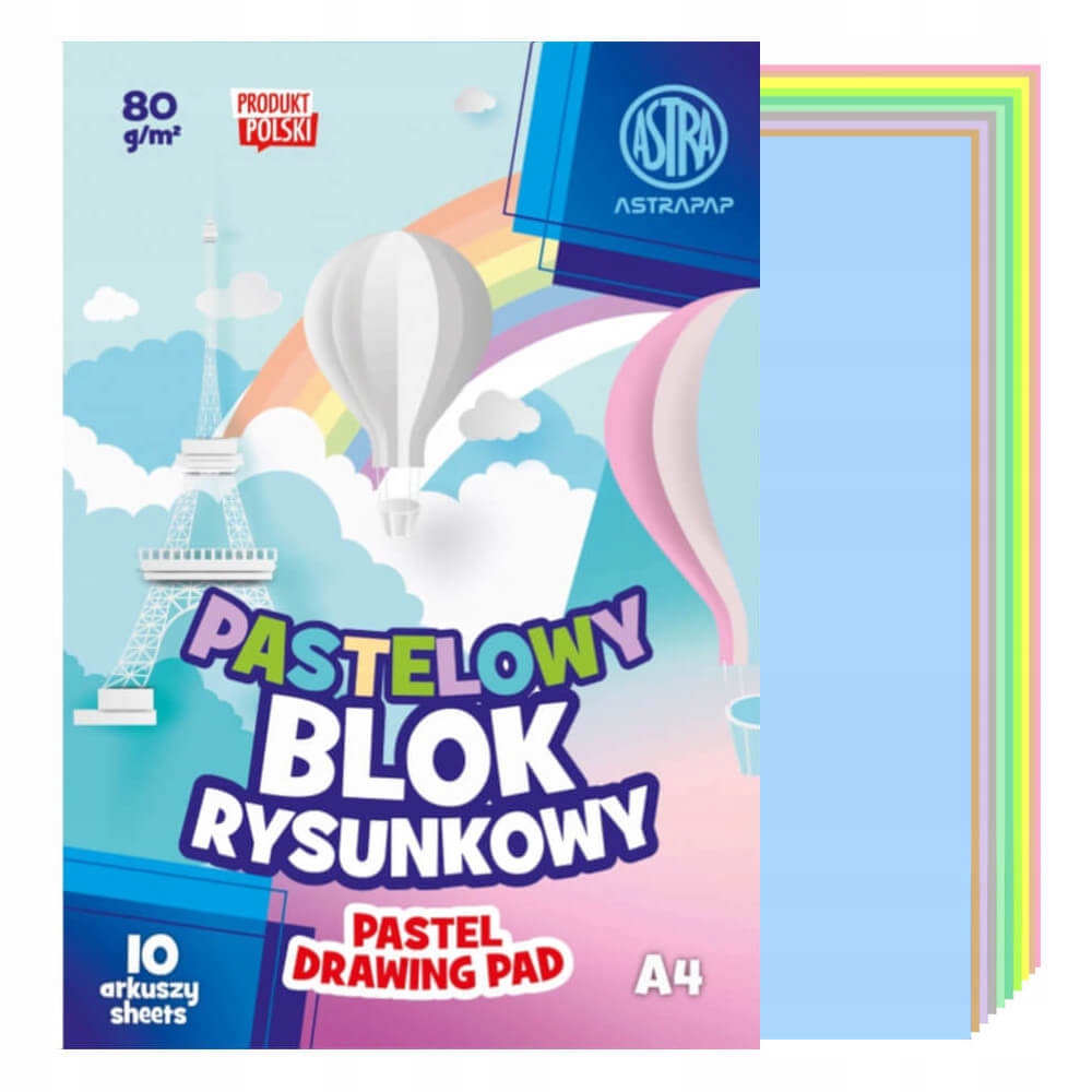 

Blok rysunkowy A4 pastelowy 10 kartek 80g/m2 Astra