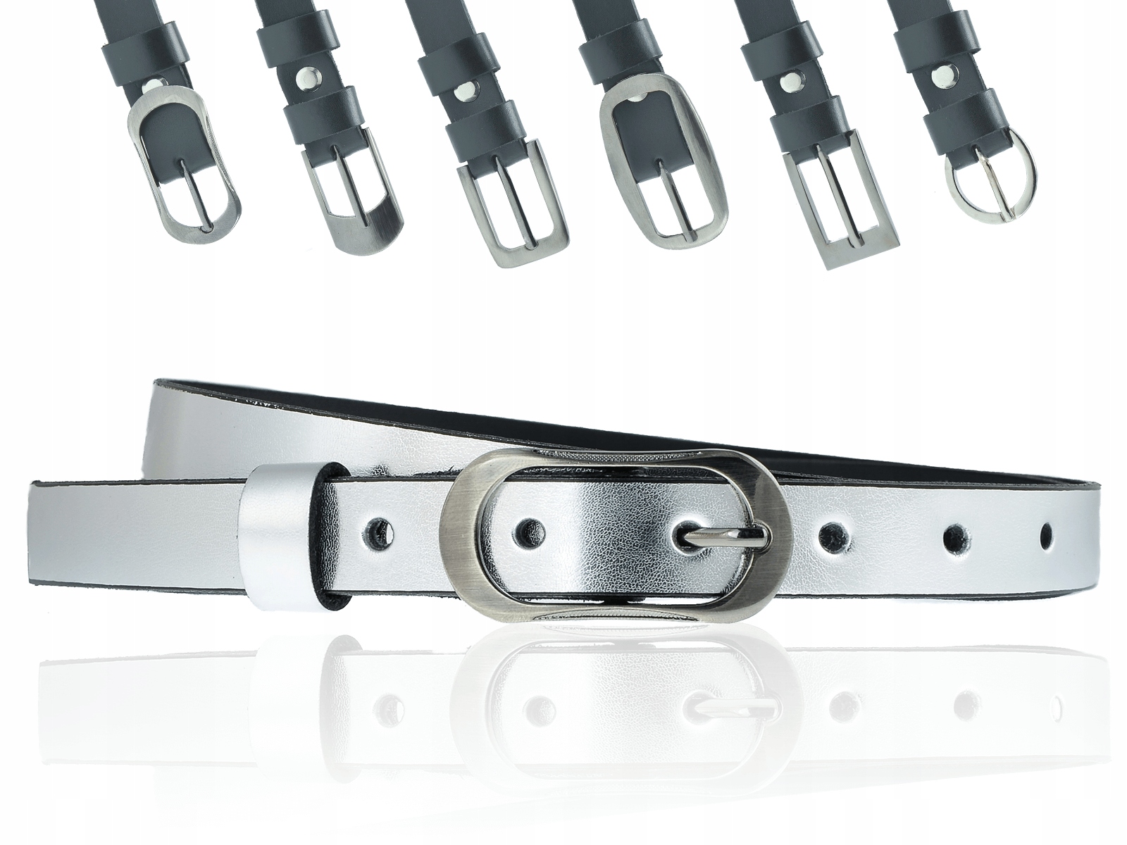 

Pasek wąski Skórzany Sepher Srebrny 2cm S (105cm)