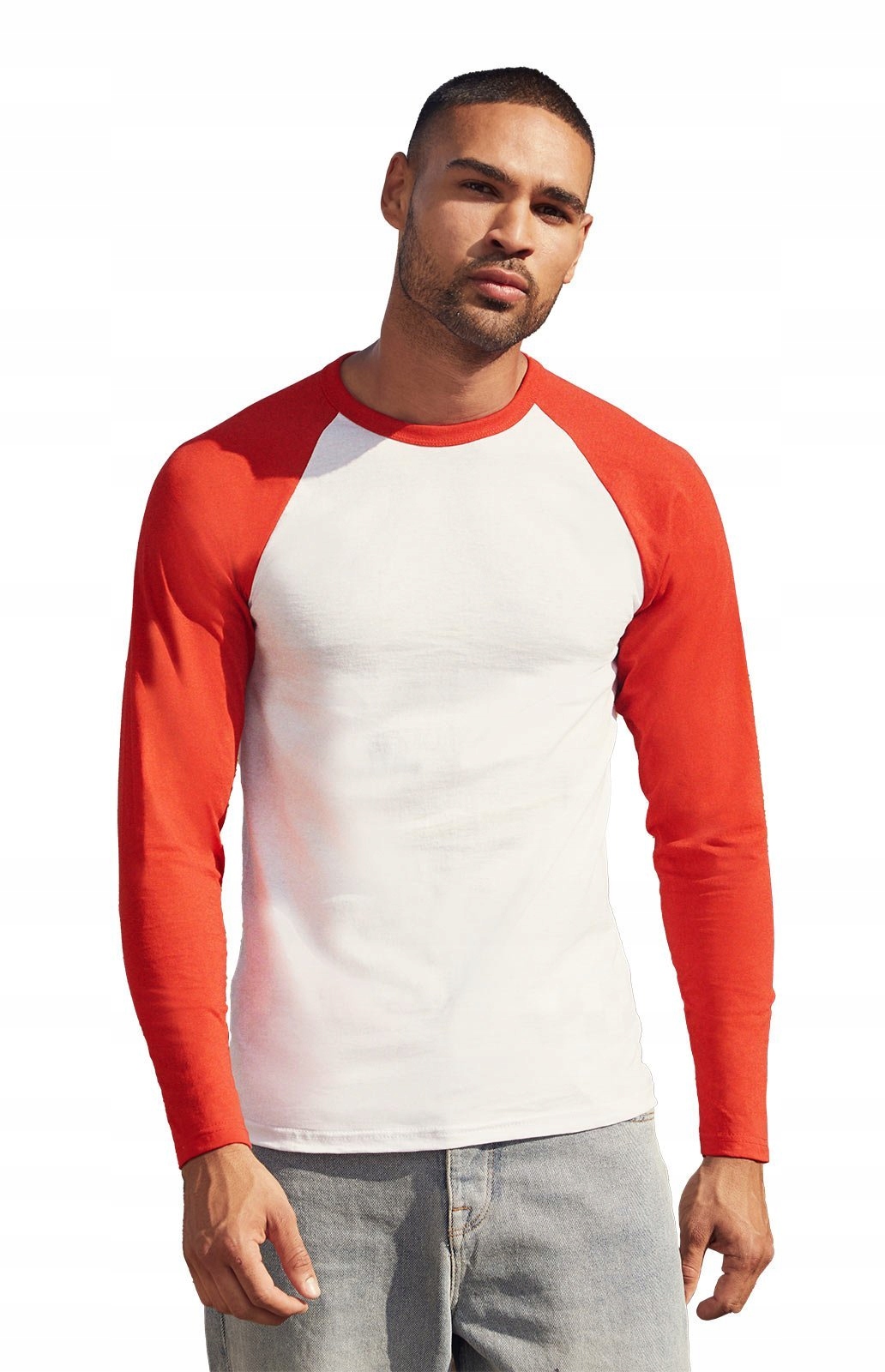 

Męska koszulka dł.rękaw Baseball biały/czerw 3XL