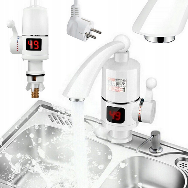 PRZEPŁYWOWY PODGRZEWACZ WODY ELEKTRYCZNY KRAN BATERIA LCD 3000W Moc 3000 W