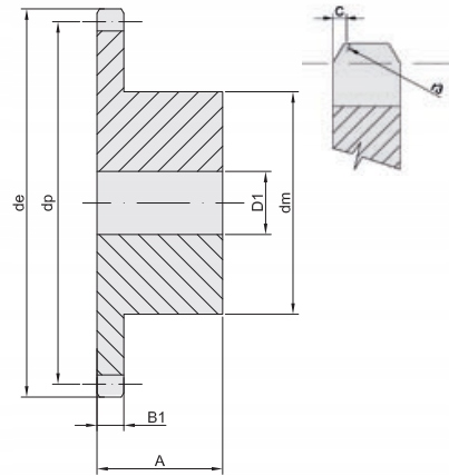 Koło łańcuchowe 06B-1 (3/8) z33 Model KL06B-1-Z33