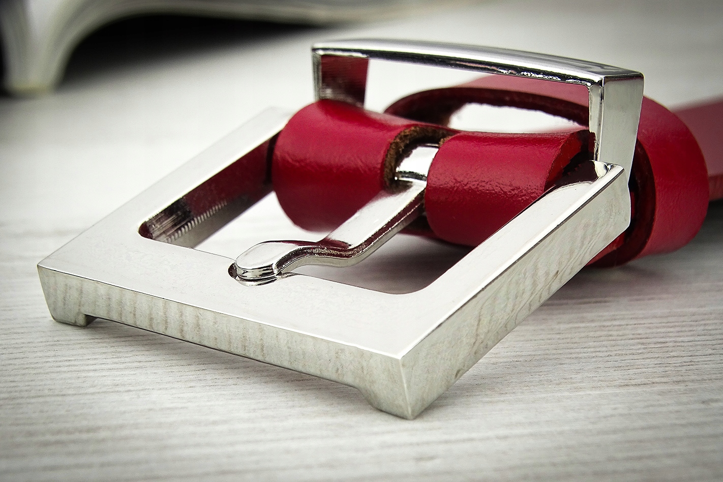 Pasek Damski Czerwony Do Spodni Gracio Klasyczny Wzór dominujący bez wzoru