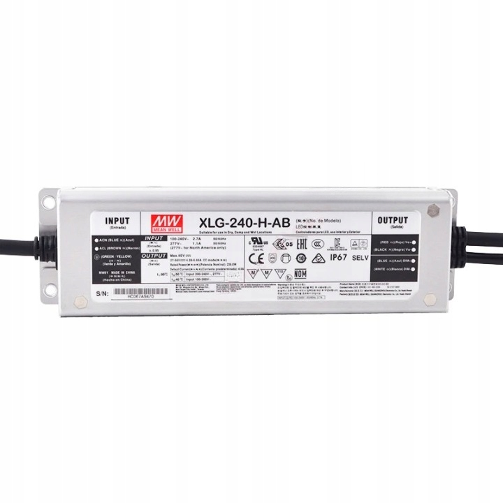 Hermetický Led zdroj Mean Well XLG-240-48-A 48V 5A 240W IP67