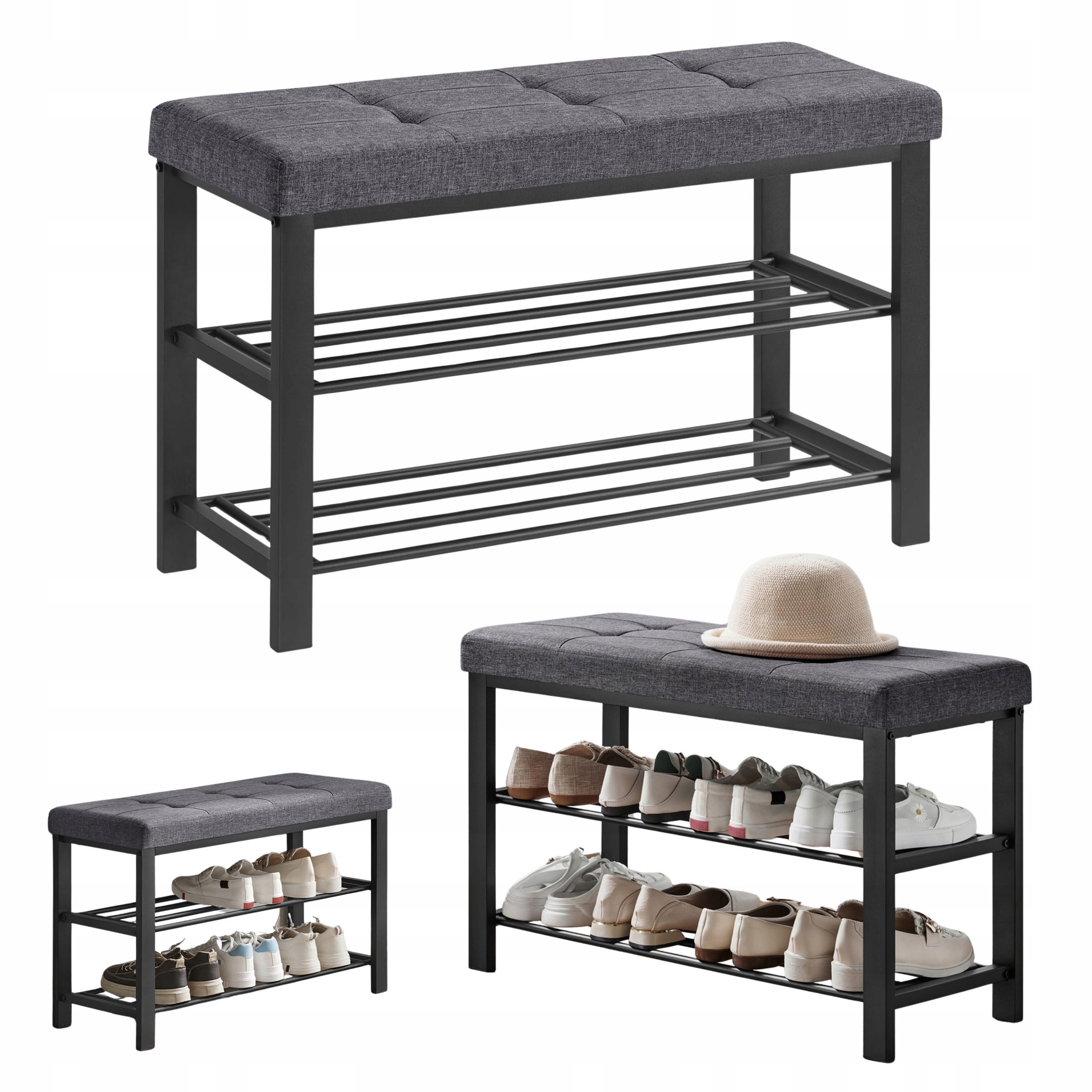 Botník s pohodlným sedákem Lavička do předsíně Loft šedá