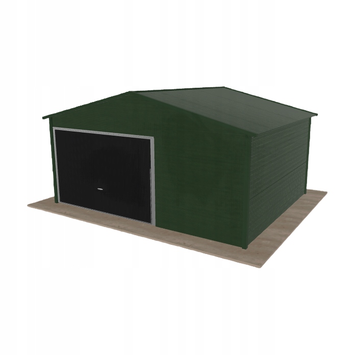 Plechová garáž 5x4 m jednopolohová, dvouspádová, zelená