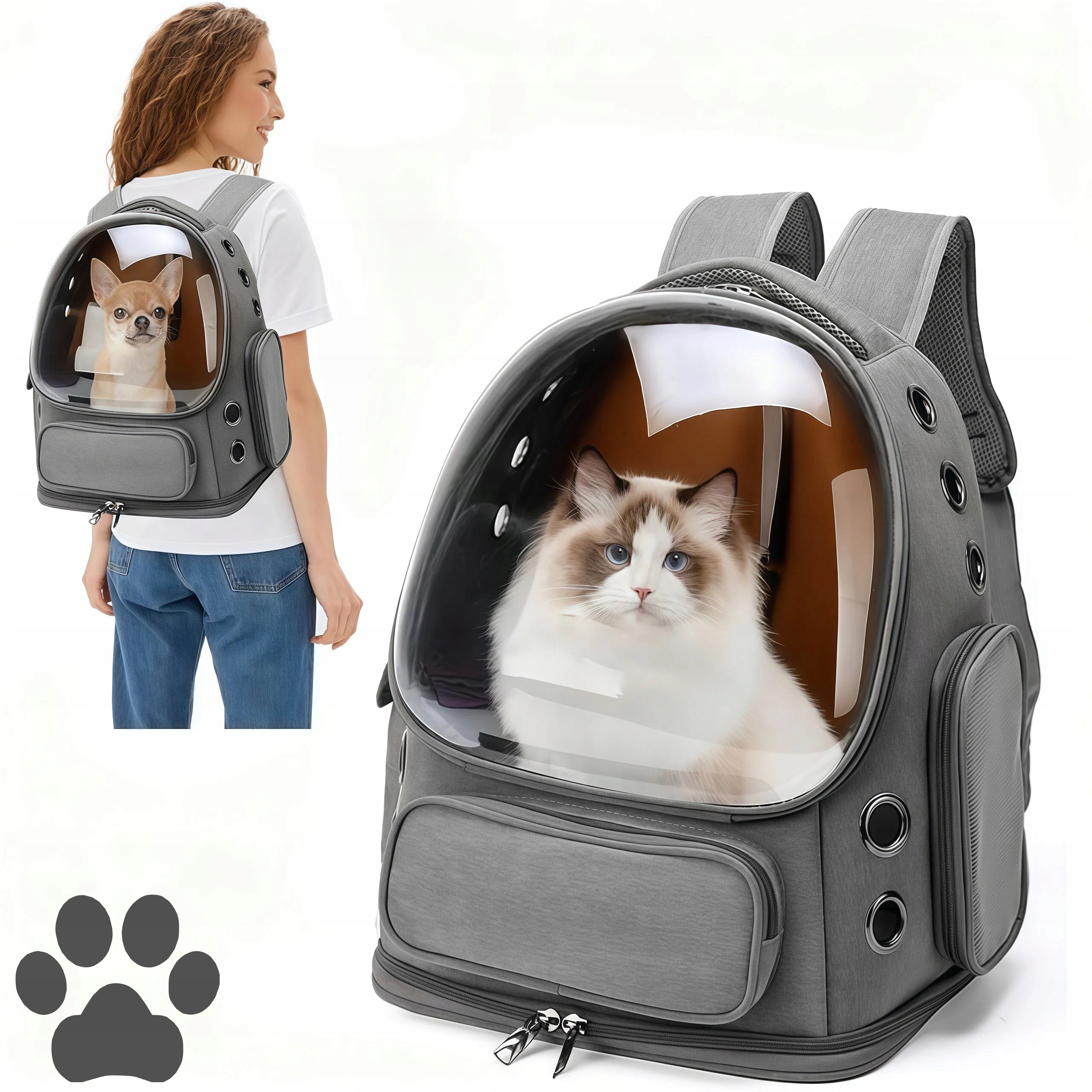 Transporter Dla Psa I Kota Przezroczysty Pleciak Do Podróży Z Wentylacją