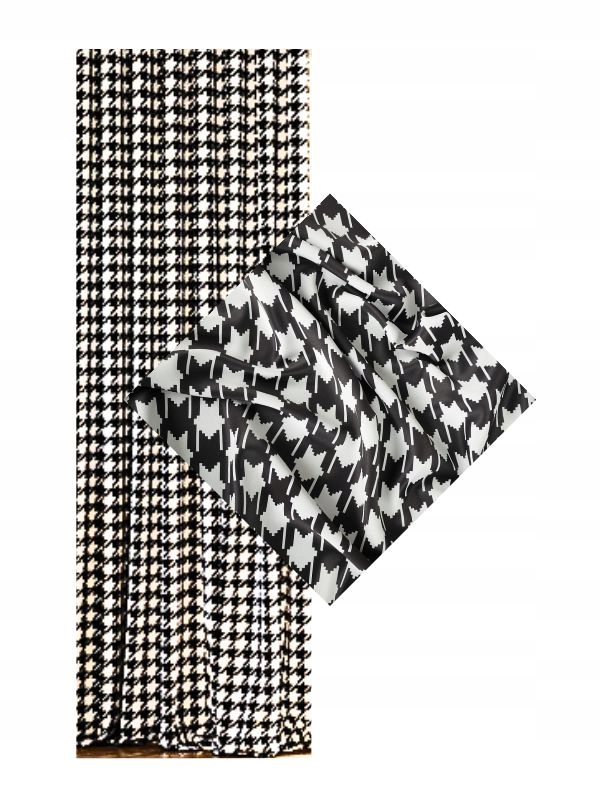 Závěs Blackout Zatemňuje Mřížku Pepitka Černá Bílá s páskou š.200x260