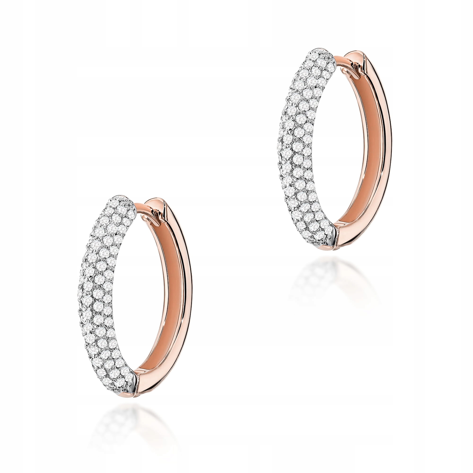 Náušnice zlaté kroužky 585 s brilianty růžové zlato s diamanty 4,4g 14kt