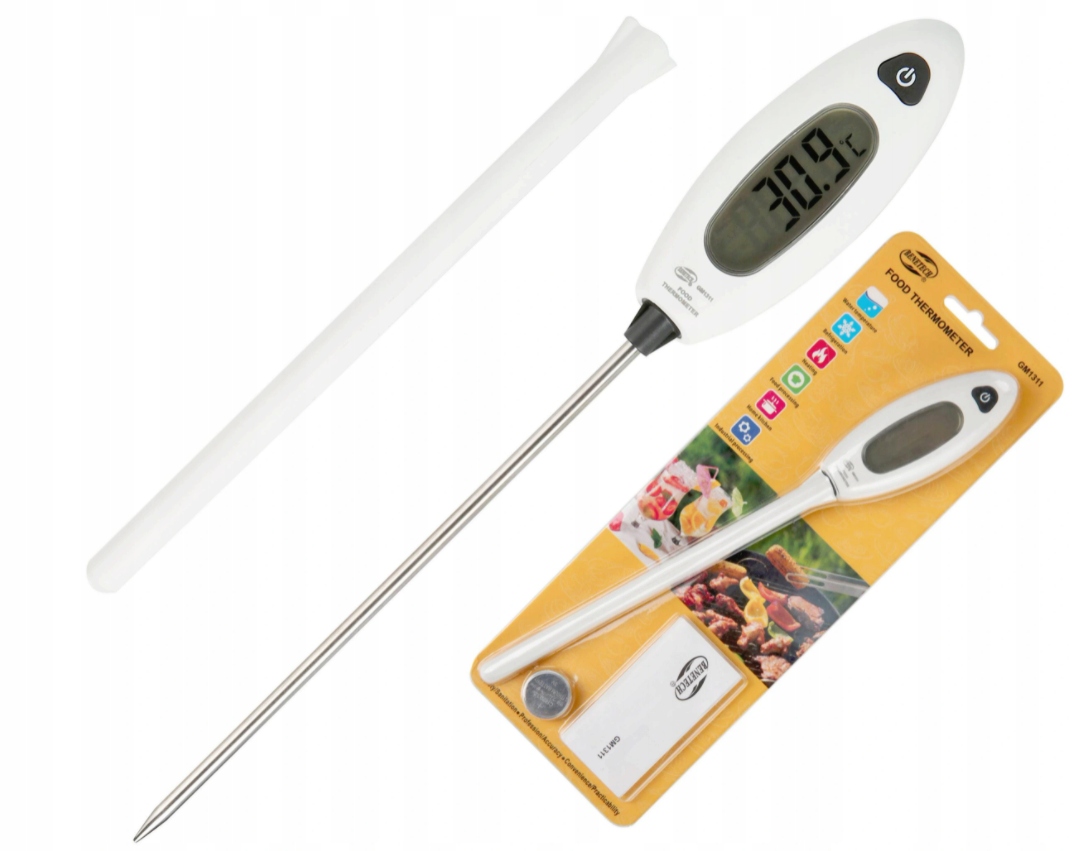 TERMOMETR ELEKTRONICZNY DO ŻYWNOŚCI GOTOWANIA Z SONDĄ CYFROWY -50 +300 CE Kolor beżowy biały