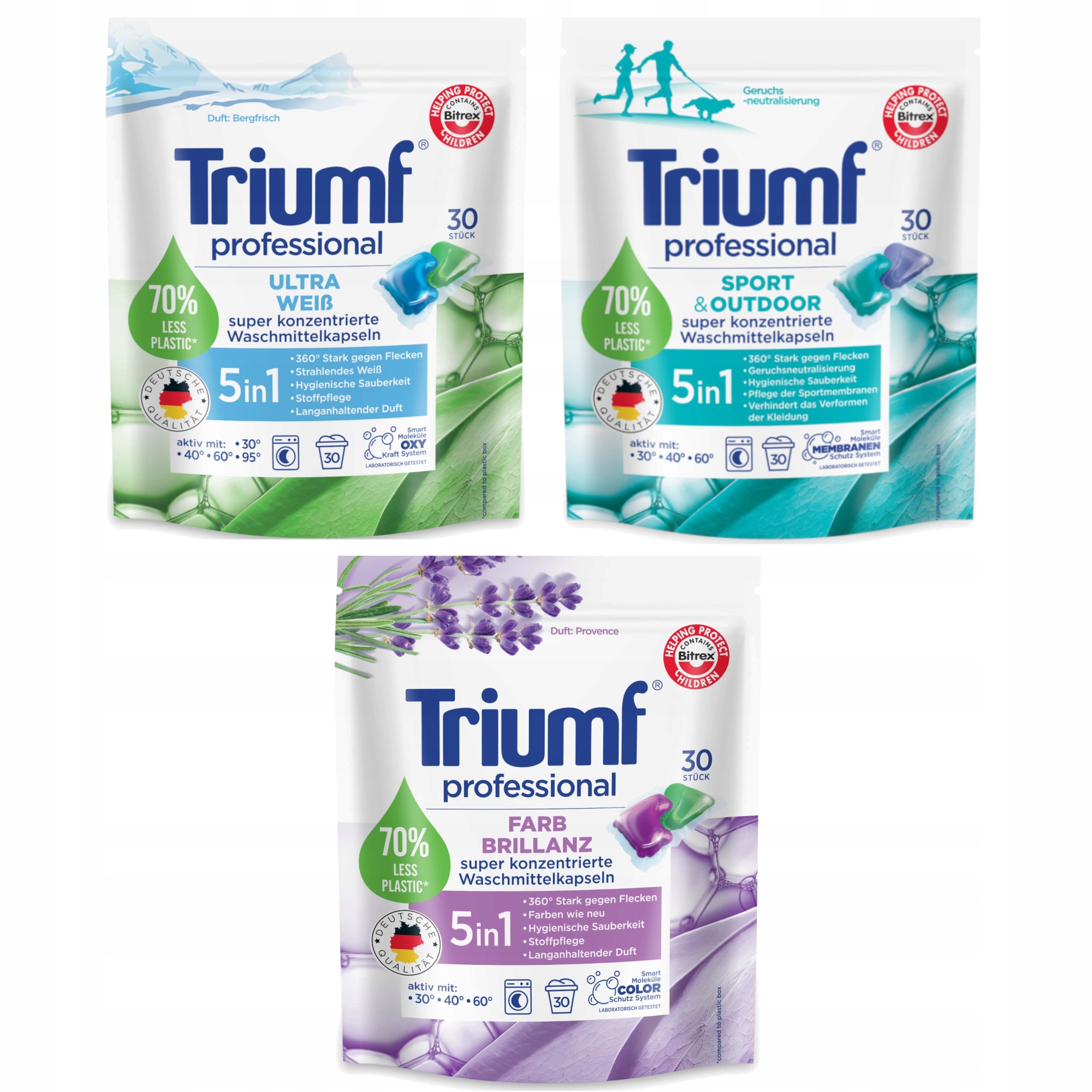 Levně MIX Kapsle na praní Triumf Sport Barva Bílá 3x 30ks De