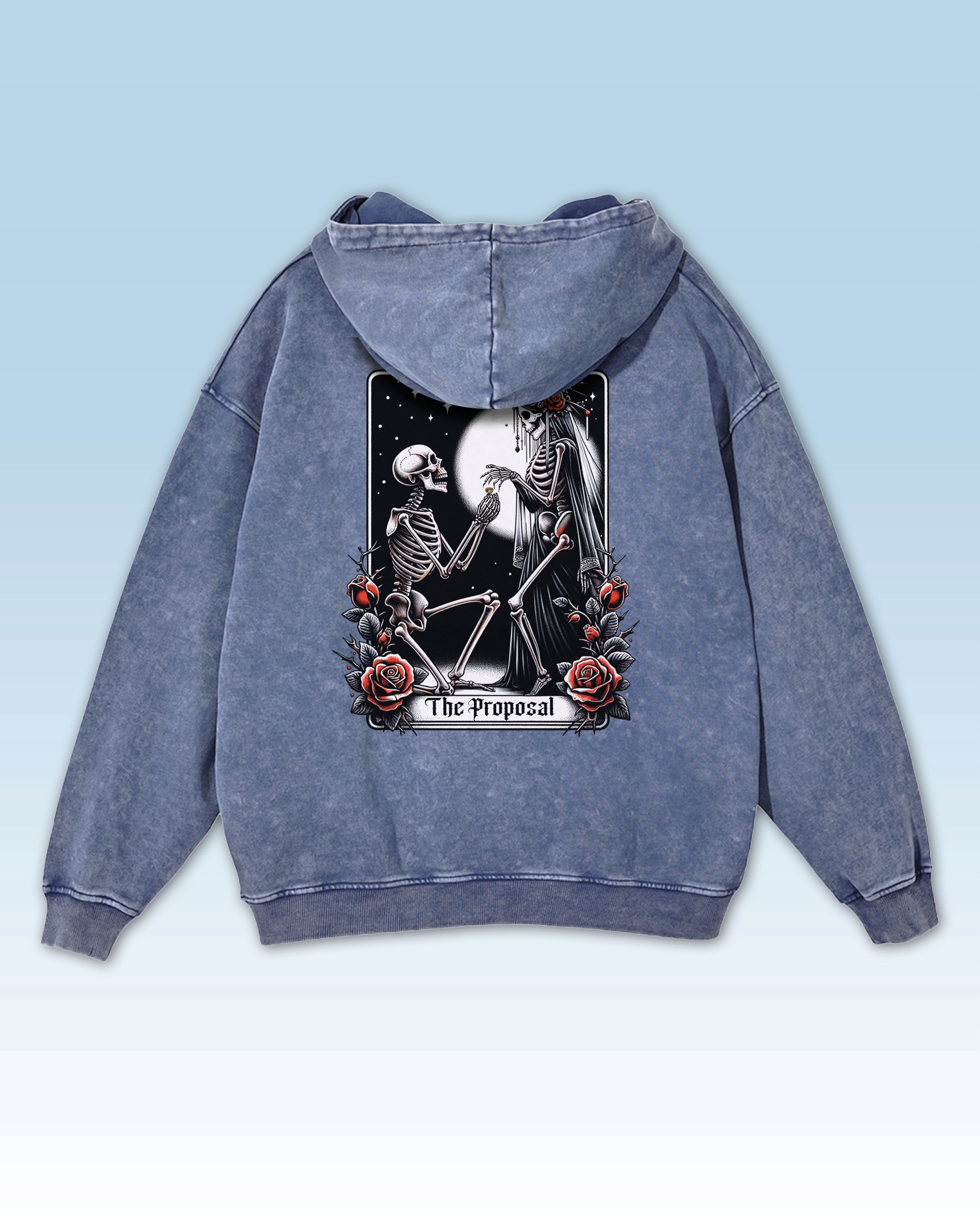 Oversize mikina Grave Proposal Kostra Růže Gotika Temná modrá XL