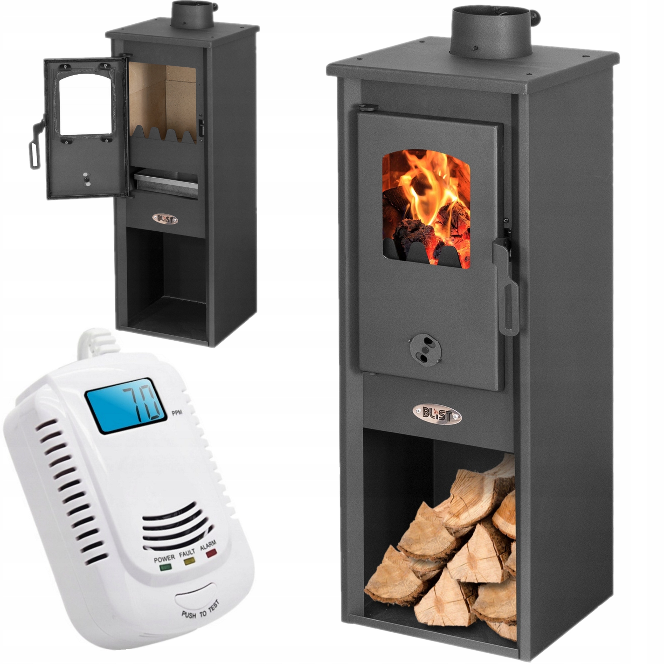 Kamna krbová ocelová koza volně stojící Blist 8KW 120 mm Litinová Detektor