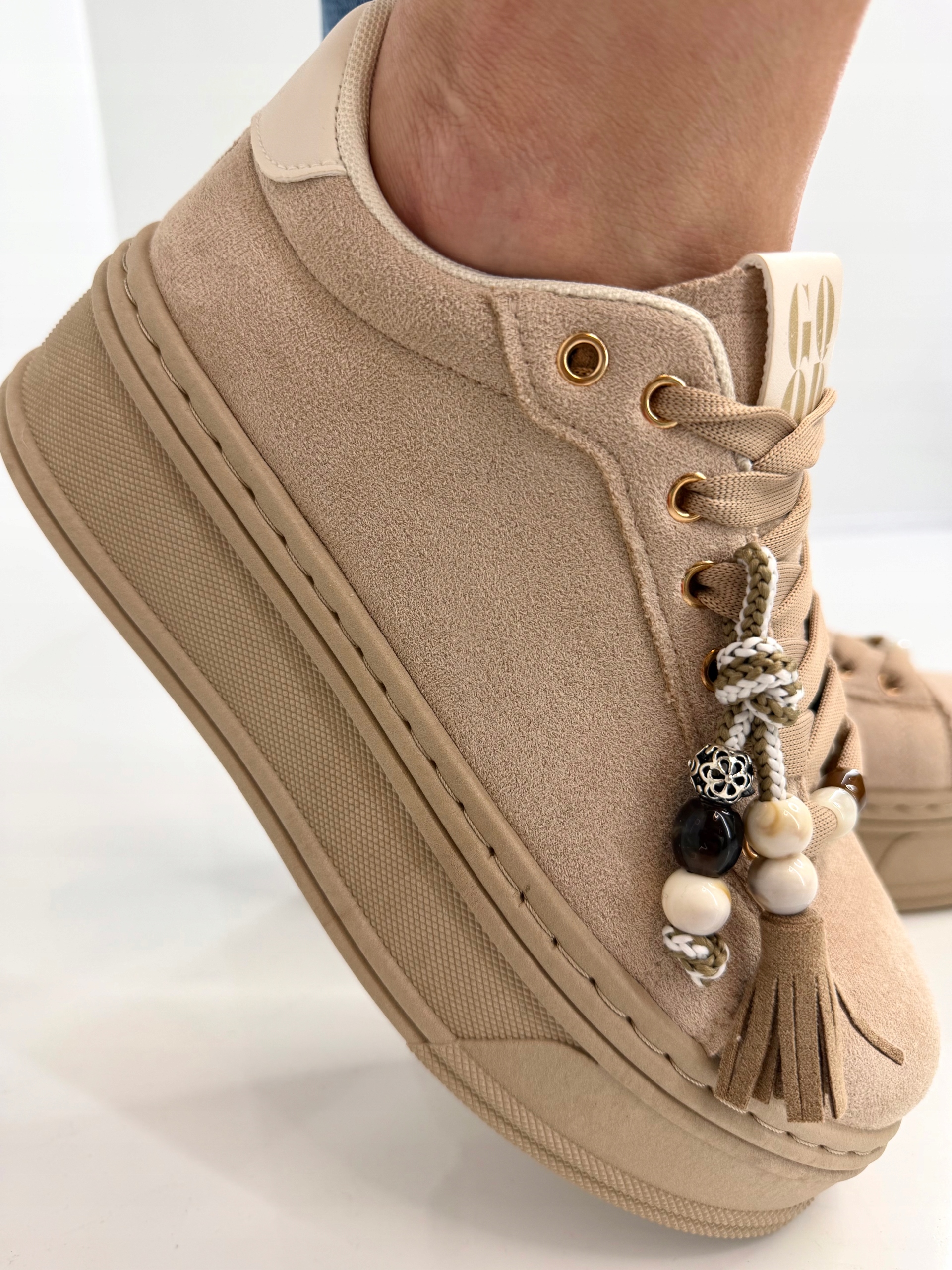 Dámské sportovní tenisky na platformě Ekokůže Semišová Tmavě béžová 40