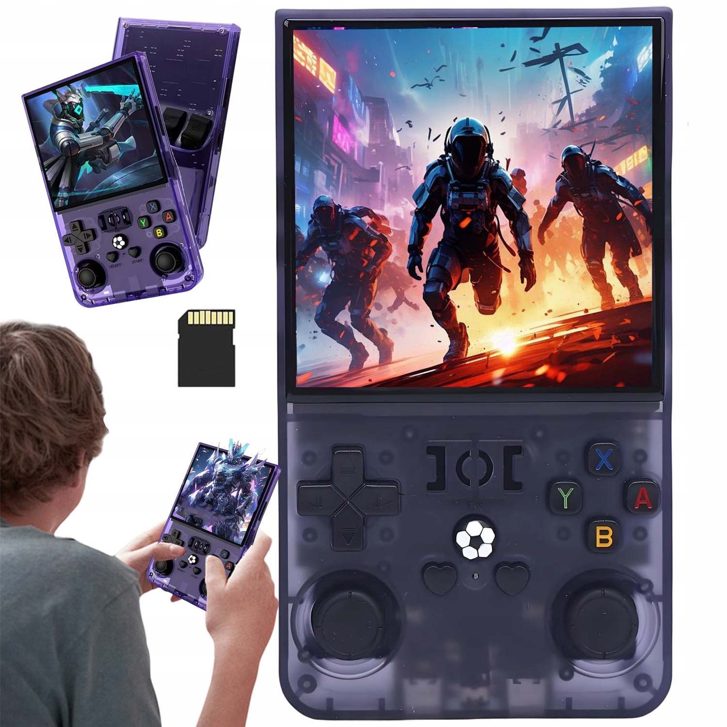 R36MAX Retro 4PALCOVÁ Ips Konzole S Sadou Příslušenství A 64GB Kartou