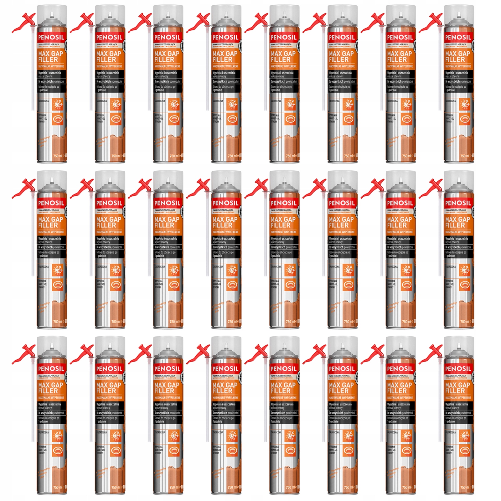 24 x Montážna pena Max Gap 750 ml. Vysokotlaková Veľká Dierka -5'C Celoročná