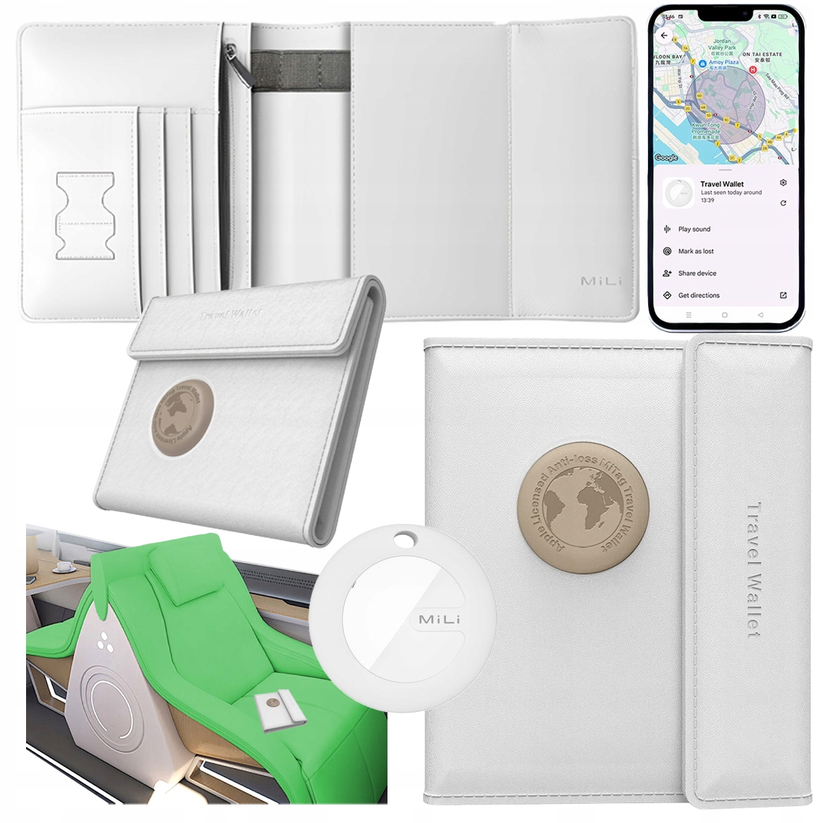 MILI Lokalizator Gps Bt Android portfel podróżny z lokalizatorem MiTag