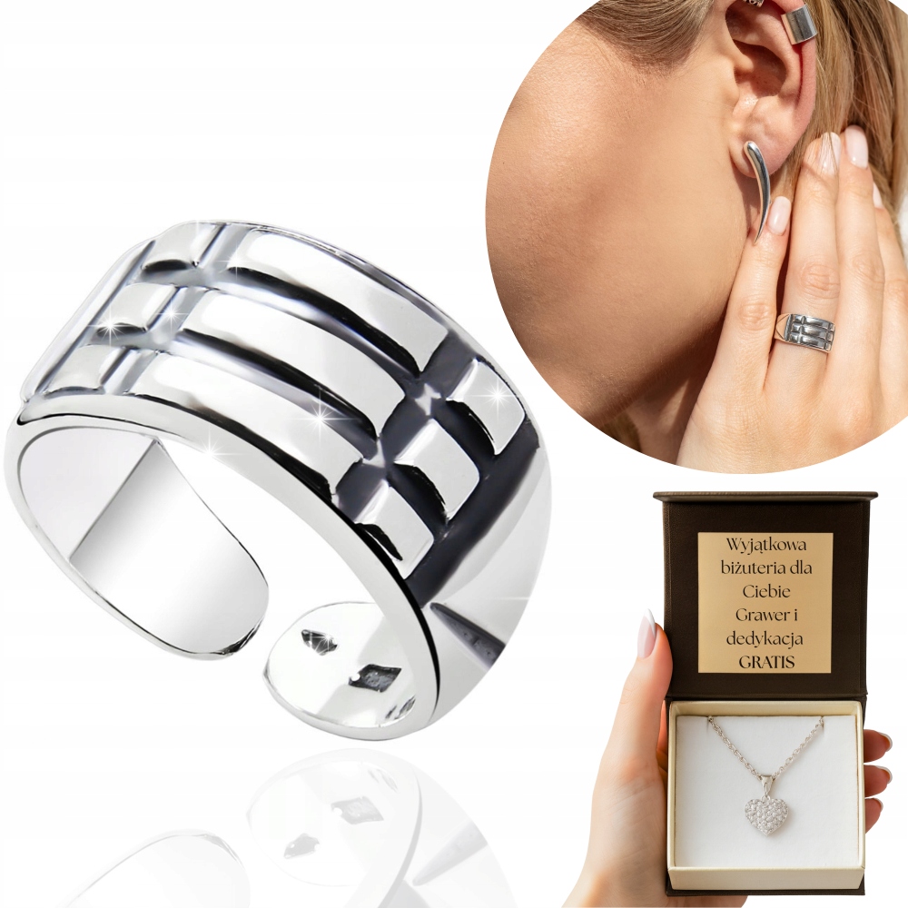 Srebrny Pierścień Atlantów Amulet Pierścionek 925