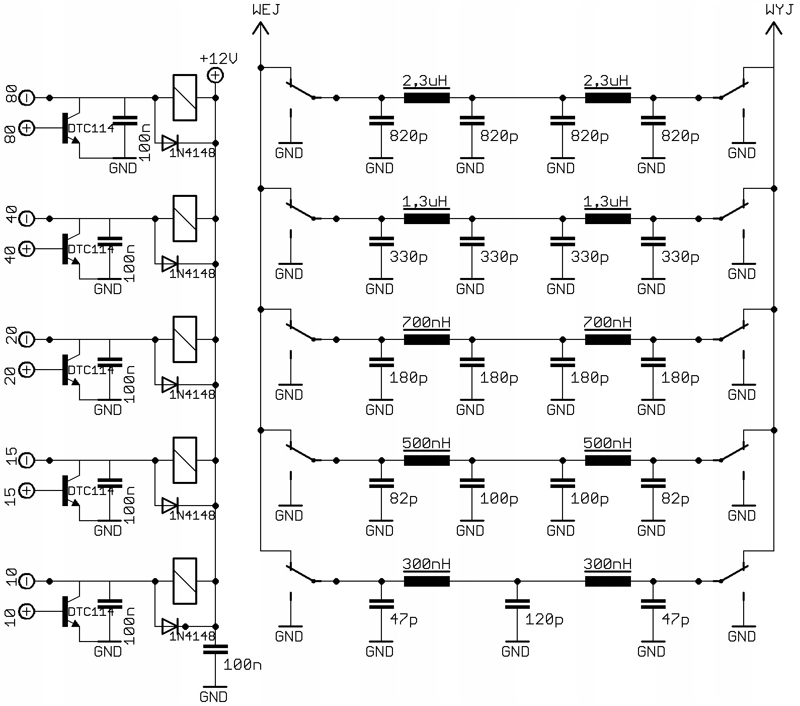 Sada prvků Filtr Lpf 100 wattů 5 pásem