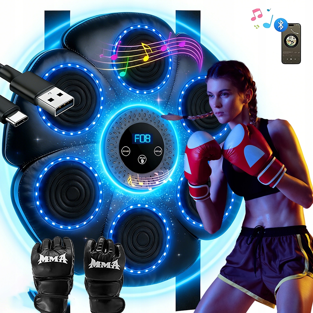 Music Boxing Machine Z Bluetooth 9TRYBÓW Gry 18PRĘDKOŚCI Licznik Rękawice