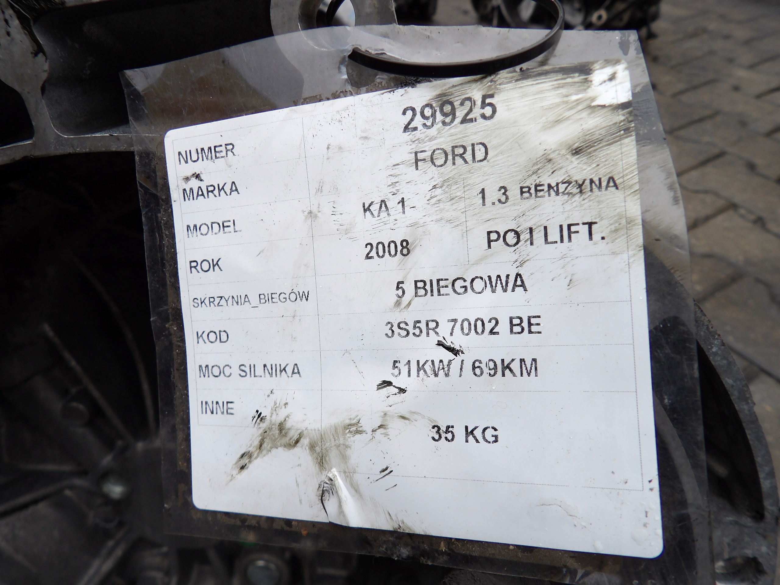 Ford Ka 1,3 MPI 51KW 68KM Getriebe 3S5R7002BE