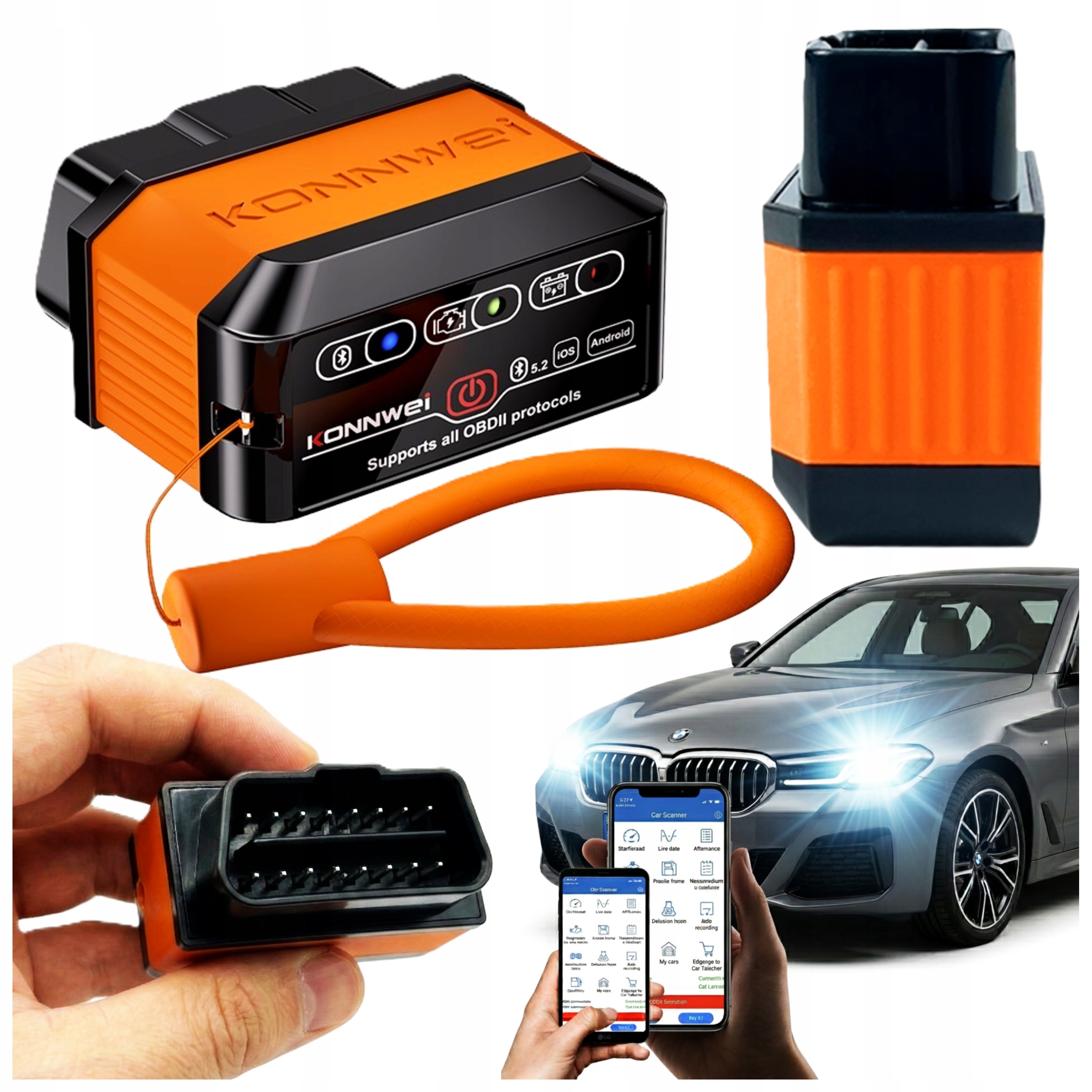 Interfejs Diagnostyczny Tester Uniwersalny Bluetooth 5.2 Android Ios OBD2