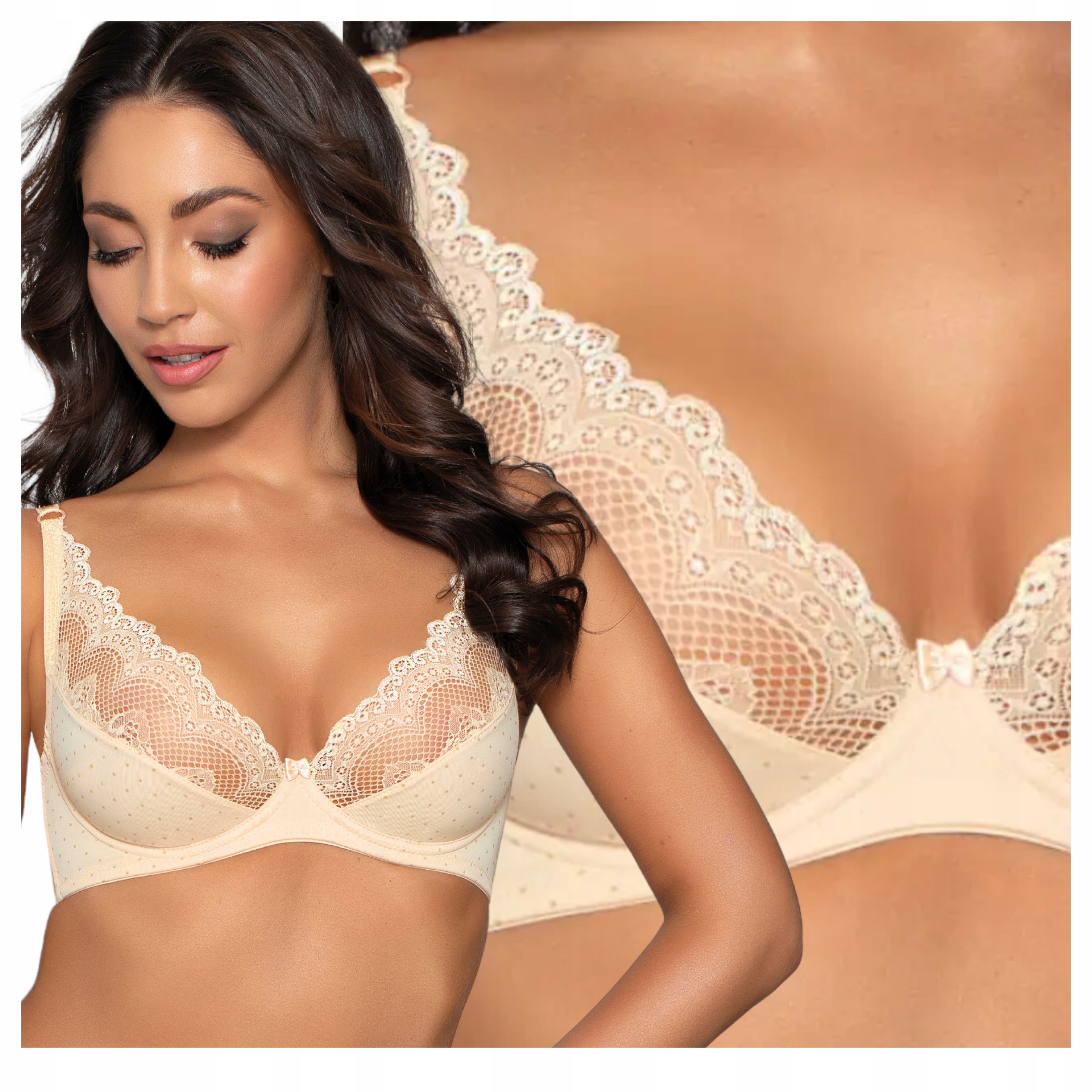 Podprsenka Soft Měkká Braletka Podprsenka Krajka Polský 65G Sophia Béžová