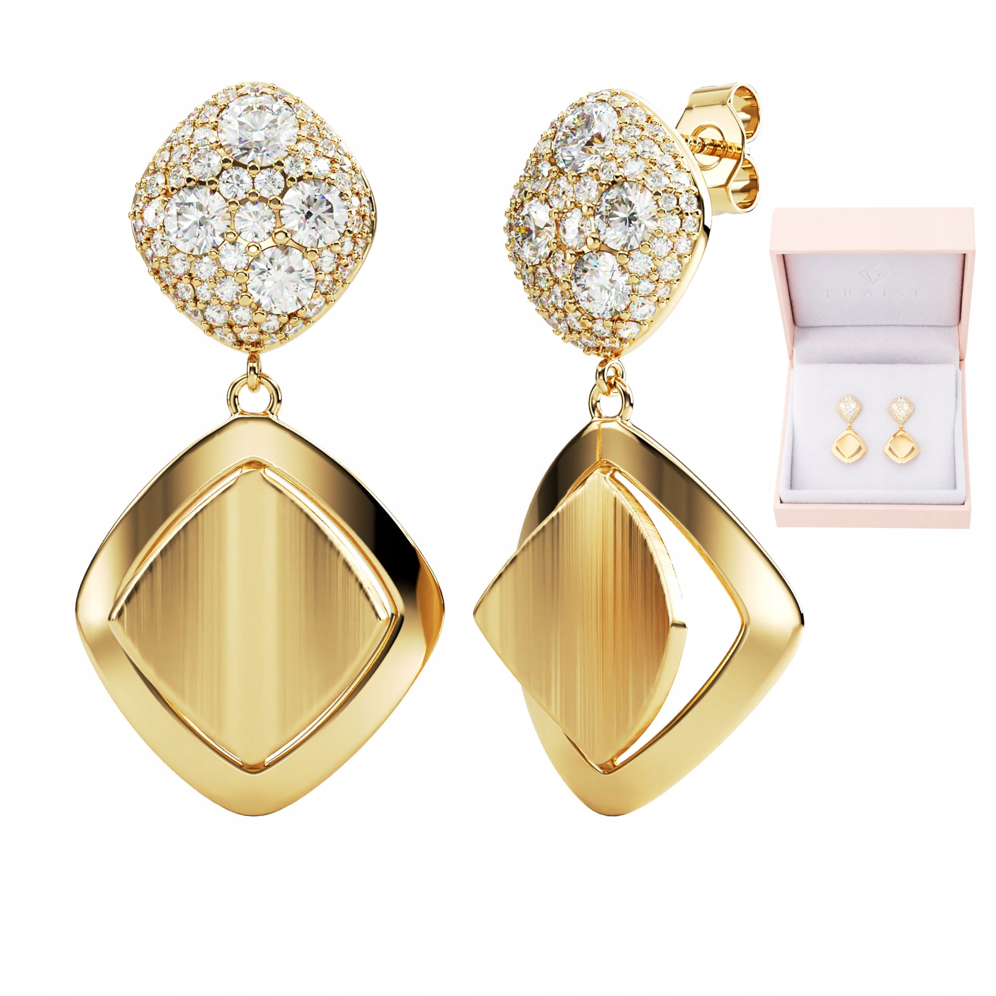 Elegantní náušnice stříbro 925 pozlacené Zirkony Luxusní design Fraise