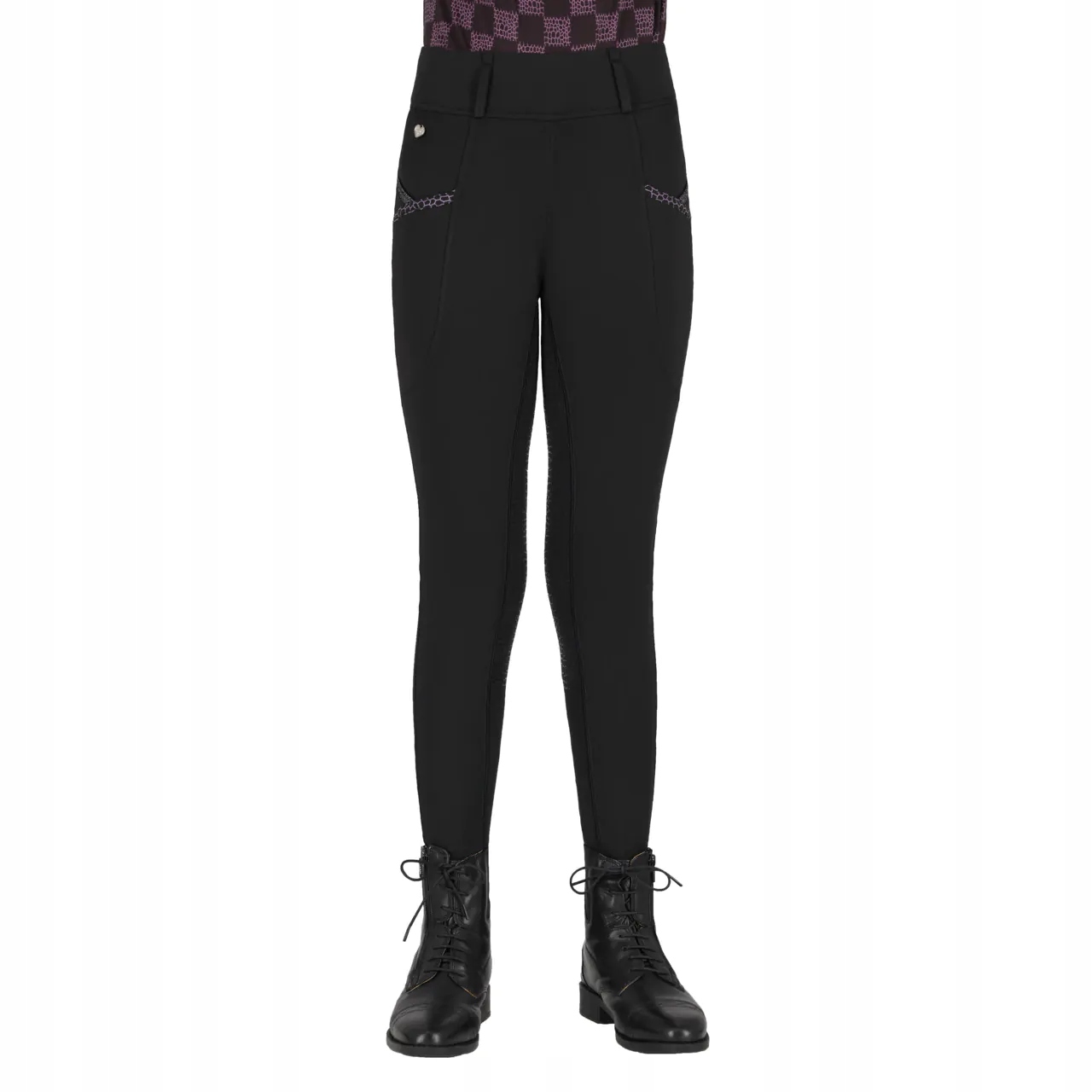 Legginsy jeździeckie Qhp Lize Junior 25AW młodzieżowe czarne 152