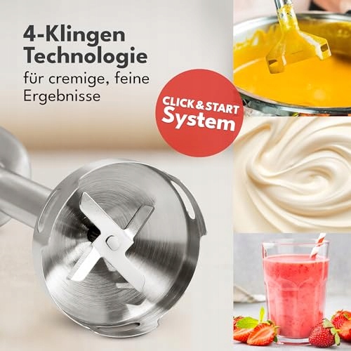 LEBENLANG Blender Ręczny 1200W Stalowy Z Kubkiem 800ml i Osłoną — miniatura 3