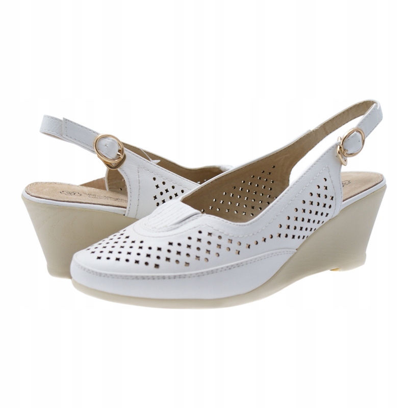 Sandály na podpatku z měkké kůže Širší odhalená pata Wojtyłko 37