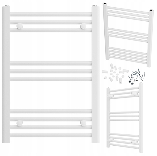 Koupelnový Radiátor Bílý Žebříkový 50x70 cm Breno Radiátor Montáž 180°