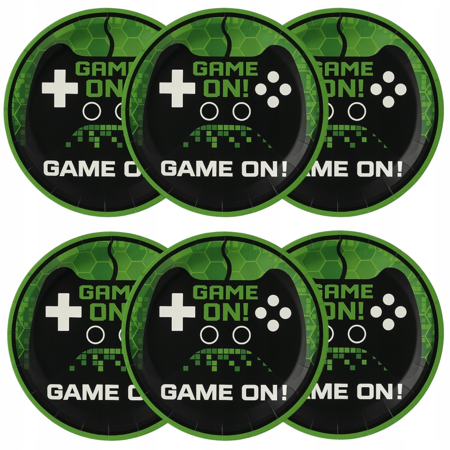 ZESTAW GAMINGOWY Talerze Kubki Słomki Jednorazowe PIXEL Gracz GAMER 6 osób Pojemność 250 ml