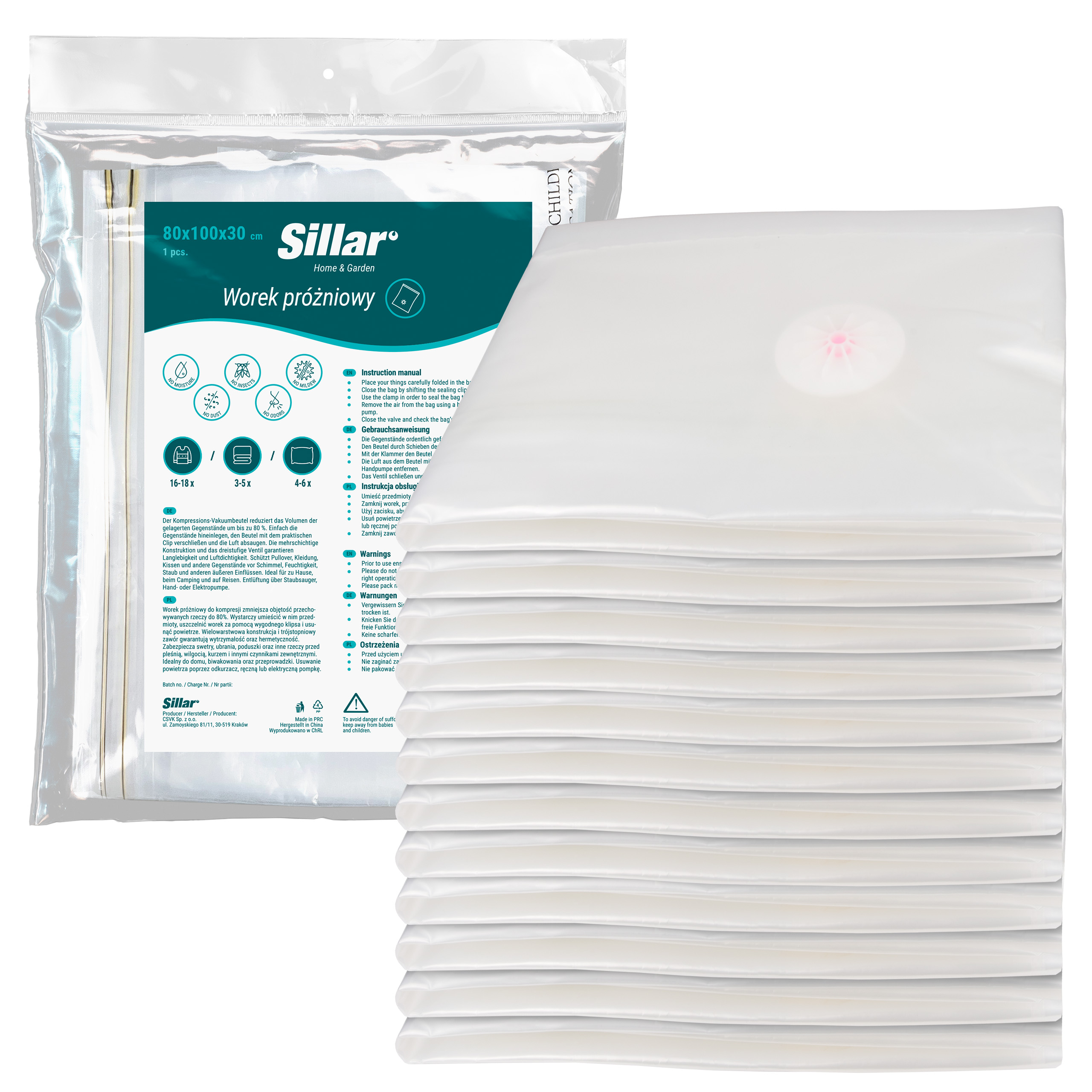 Levně 12 x Vakuové sáčky na oblečení Povlečení Tašky Kostka Tlustý Sillar 80x100x30