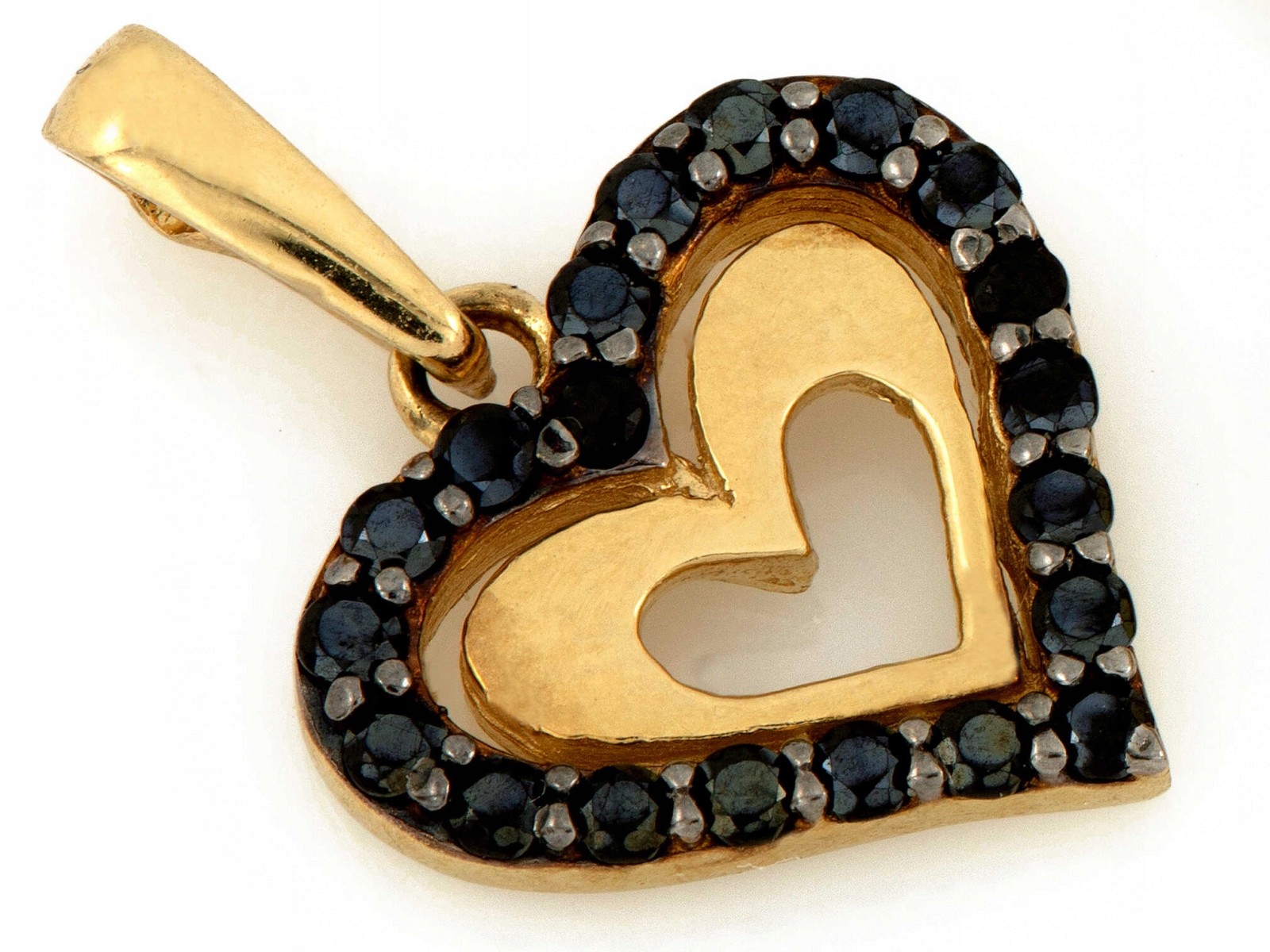 Zlatý přívěsek pro ženu 585 14k s černými zirkony, 1.07 g, lesklý