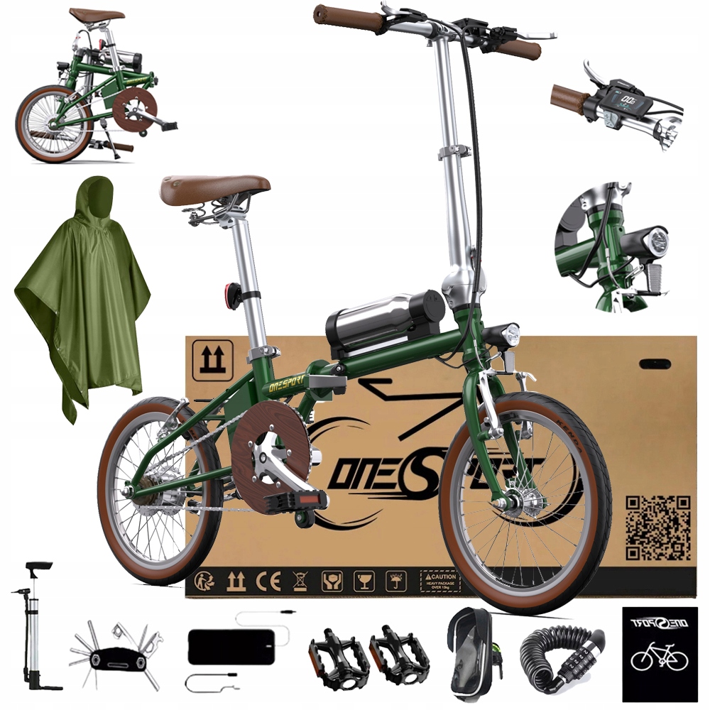 Rower elektryczny Miasto Składany Onesport OT02 250W 36V 5.2AH 25KM/H 16"PL