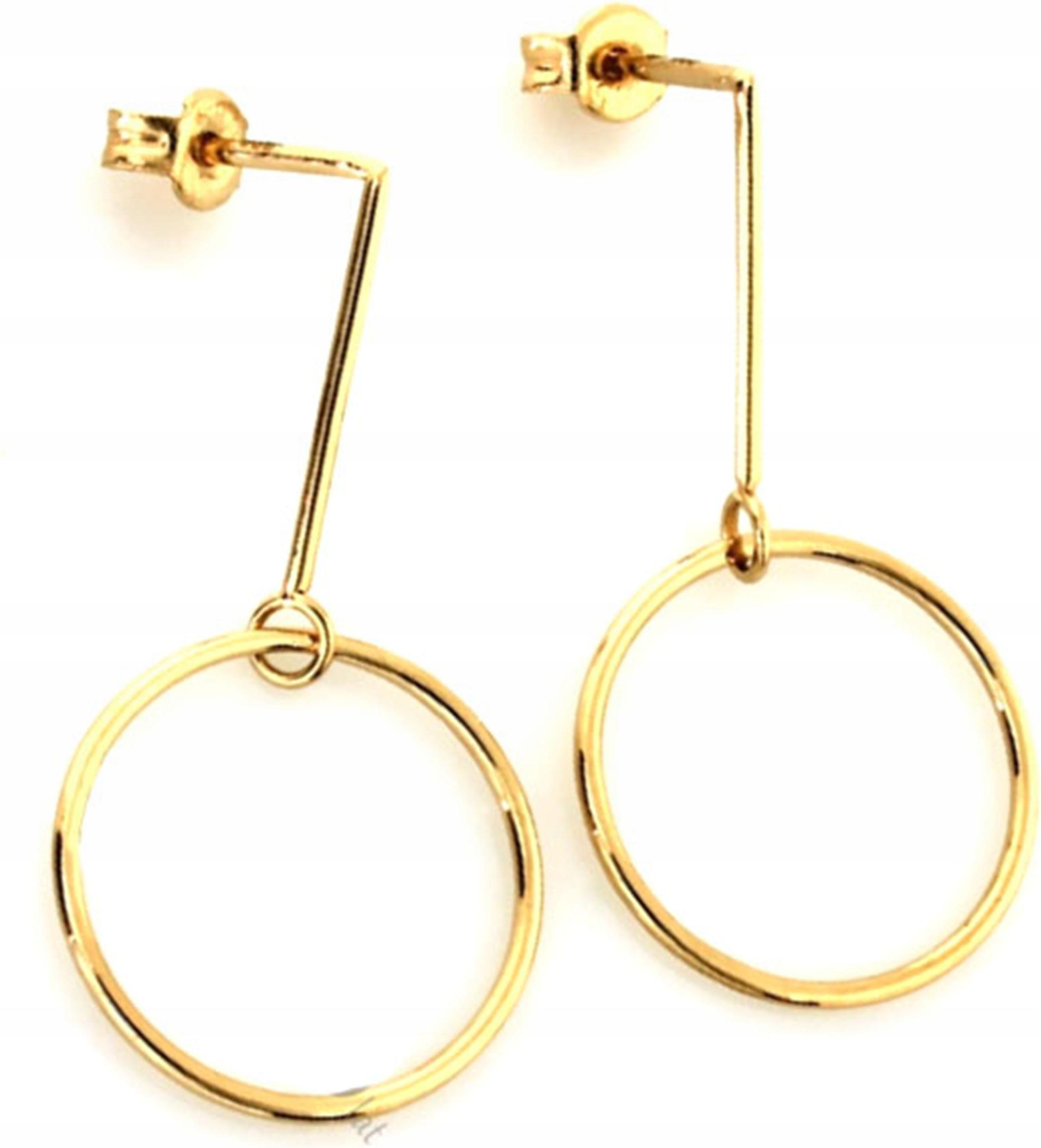 Zlaté náušnice 585, závěsné kroužky, dárek pro ženy, elegantní vzhled