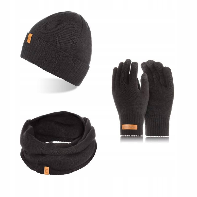Černé zimní komplety Čepice Komíny Rukavice