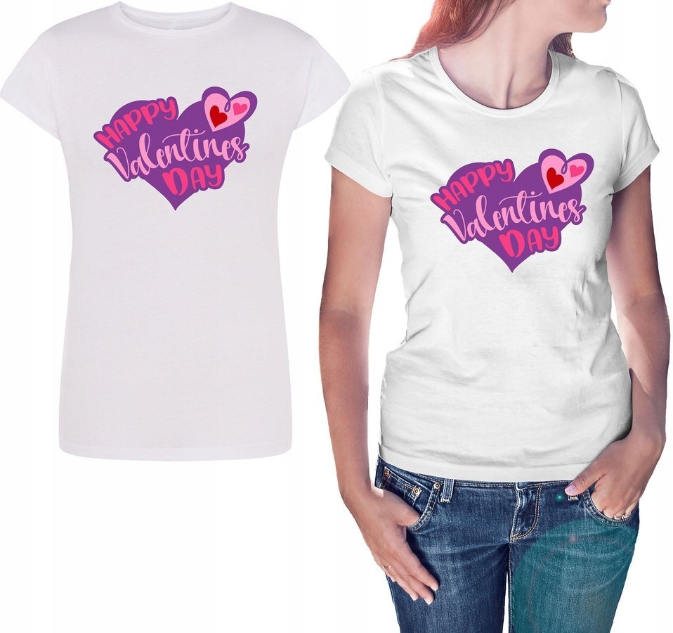 

Koszulka damska Happy Valentine's Day, biała 2XL