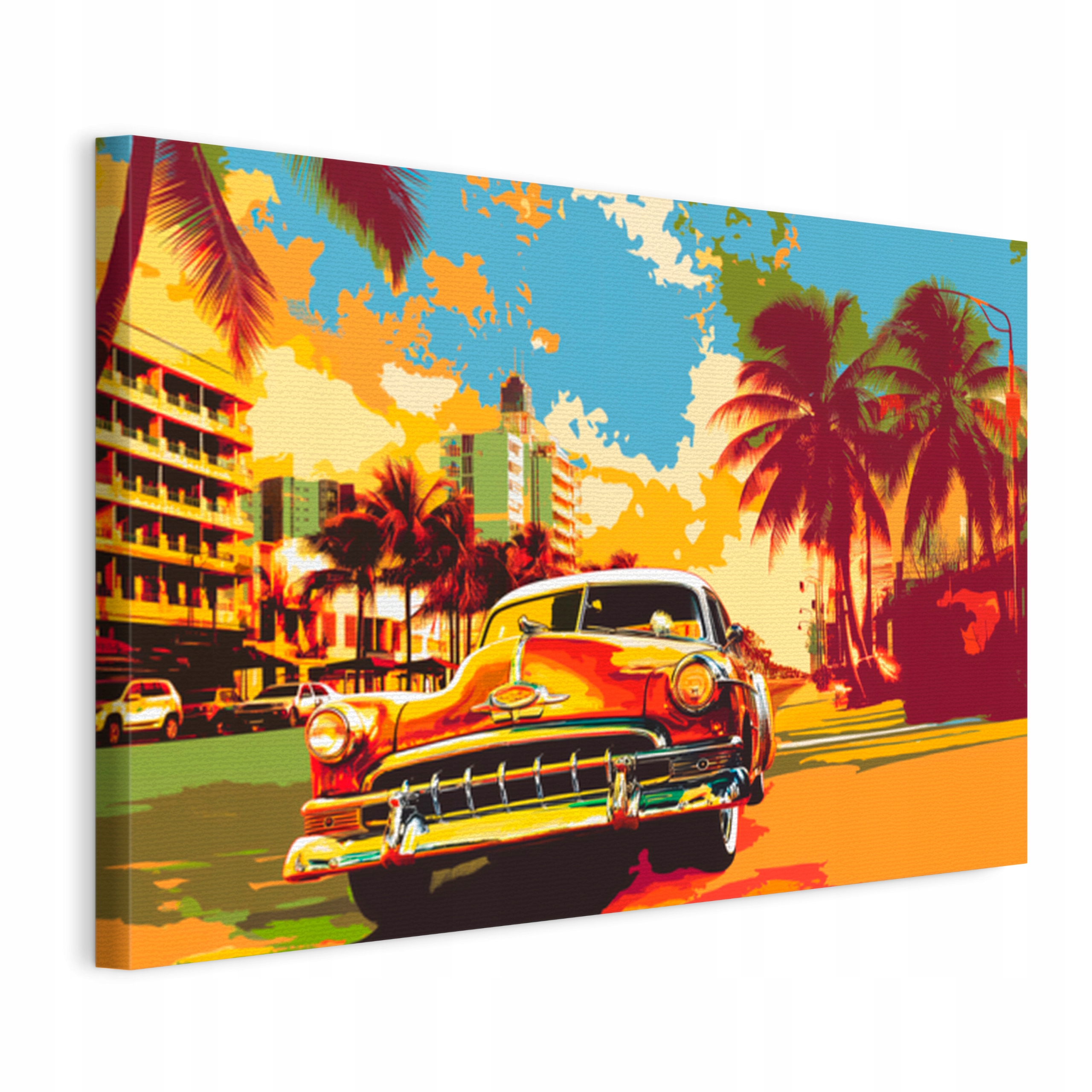 Obraz na plátne Auto Palmy Pláž Pop Art do obývacej izby spálne 120x80