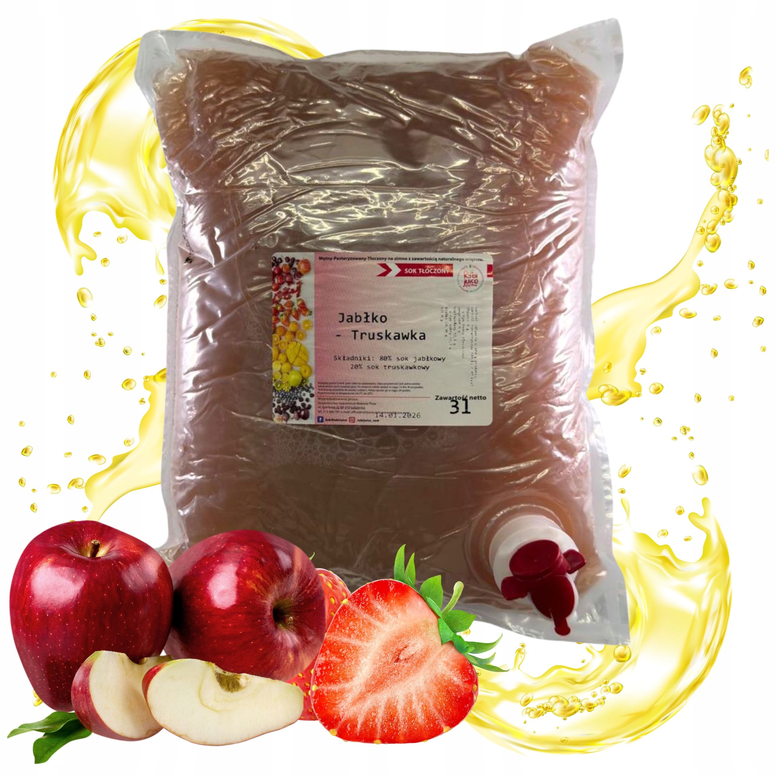 SOK JABŁKO-TRUSKAWKA 80%-20% 3L RUBI JUICE NFC