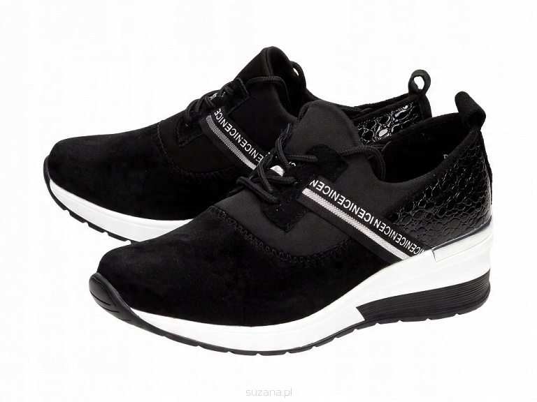 

Czarne sneakersy damskie Filippo DP1388 Skóra r38