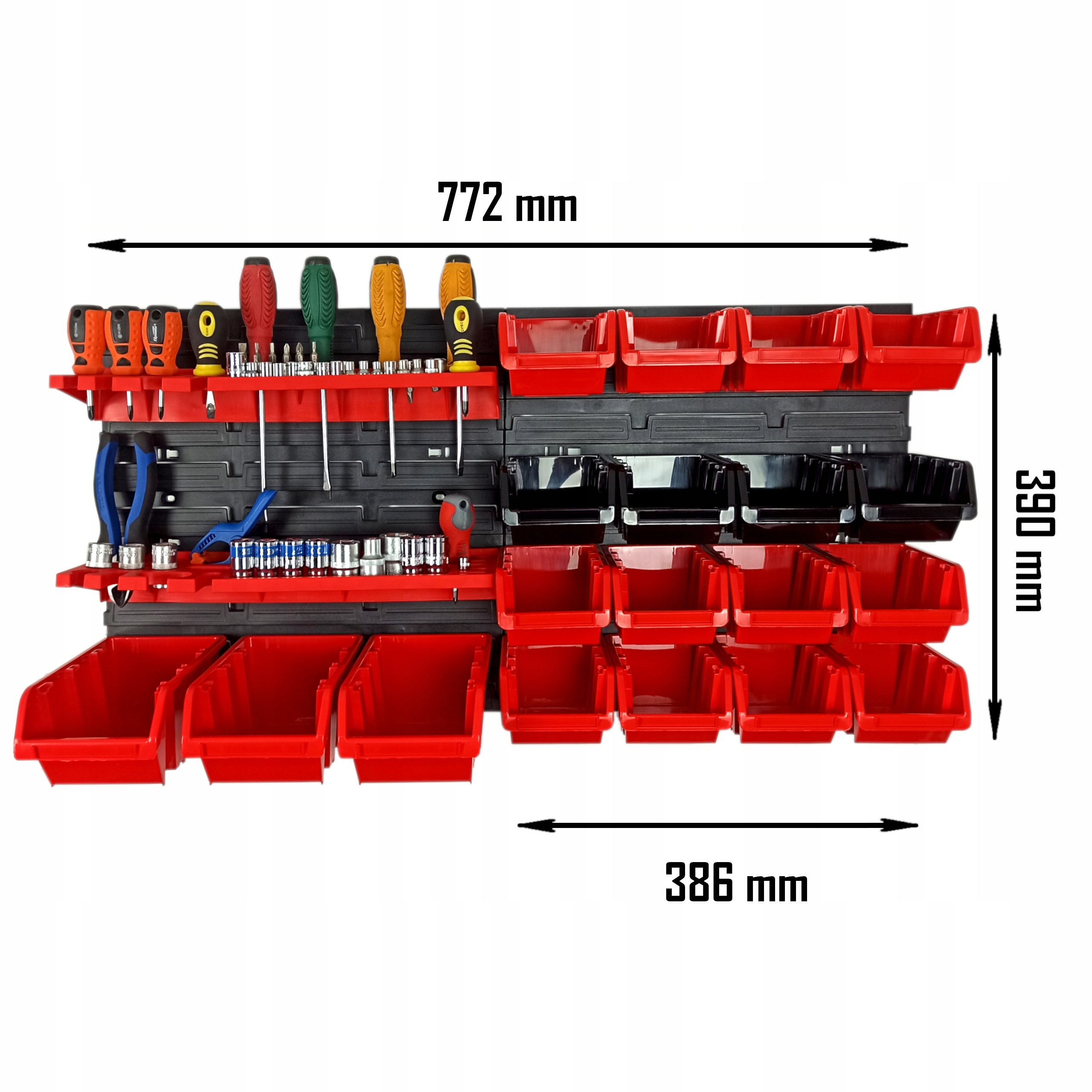 TABLICA ŚCIANKA NARZĘDZIOWA wym. 78x39cm 19 kuwet Marka inna