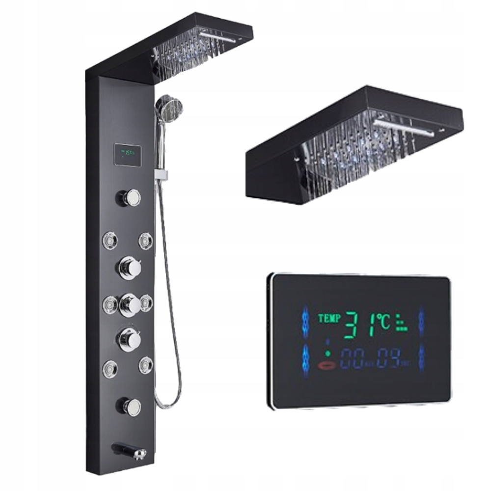 Panel prysznicowy LED prysznic wodospad hydromasaż