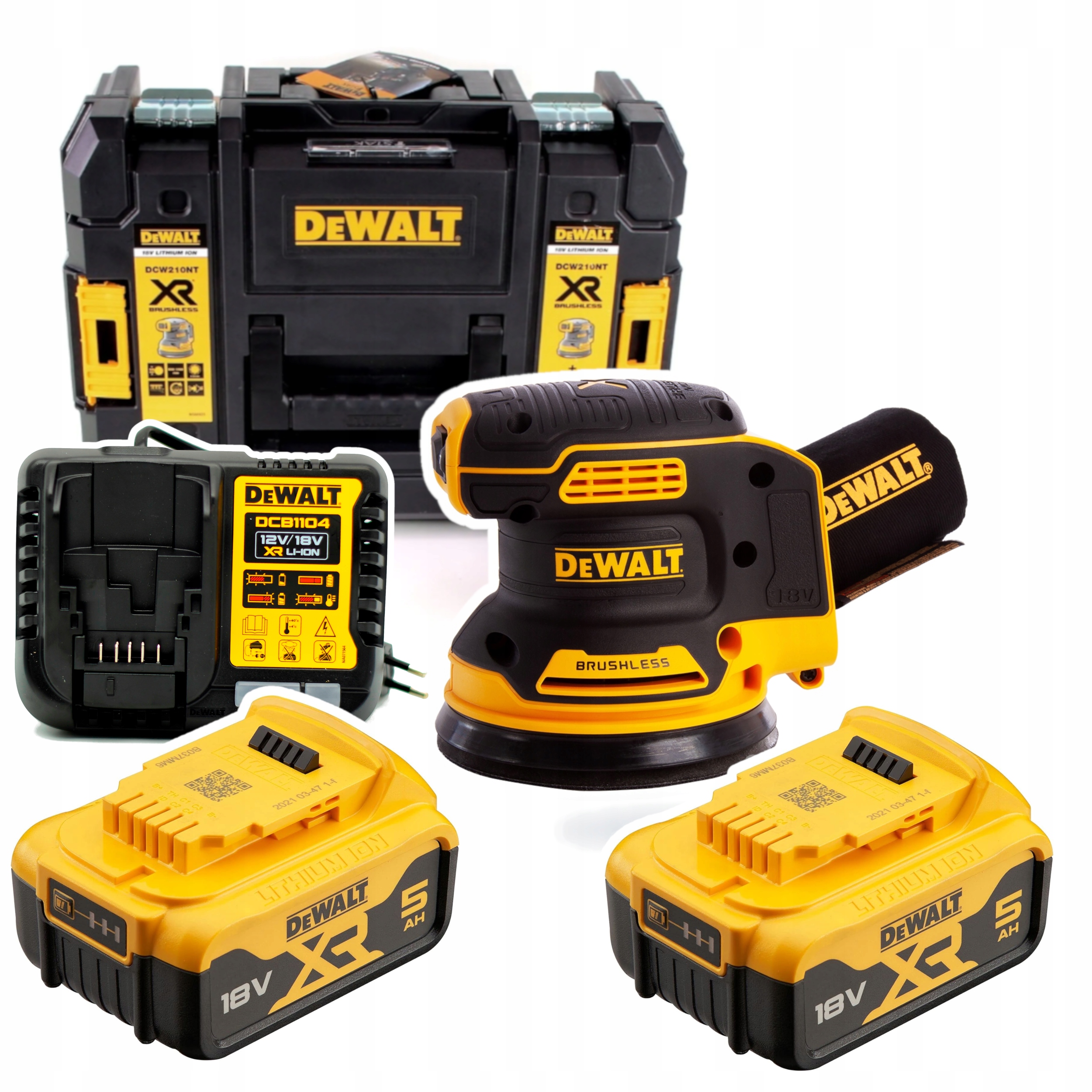 Szlifierka mimośrodowa akumulatorowe DeWalt DCW210P2 2x 5ah 300 W 18 V